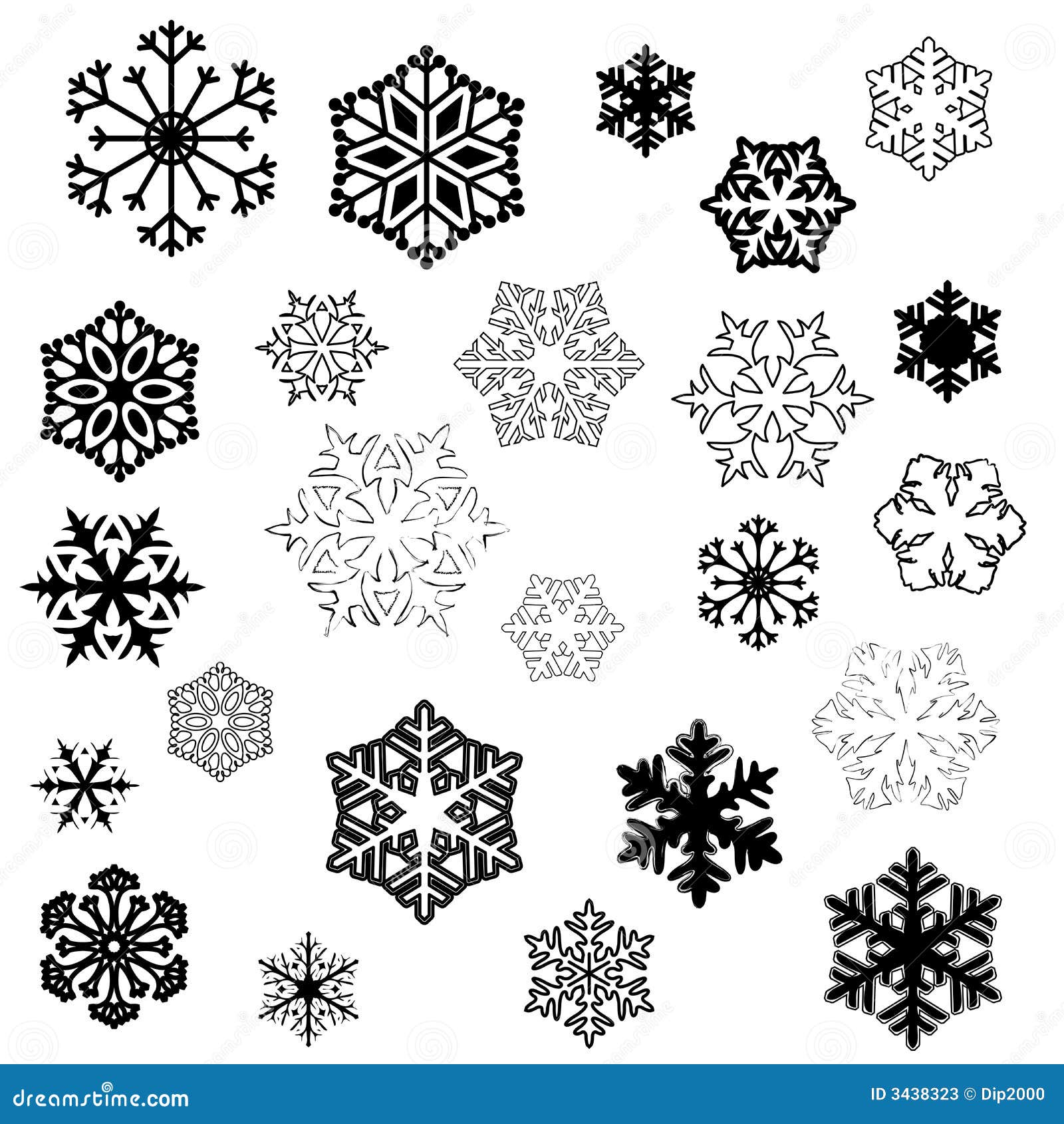 Disegni del fiocco di neve illustrazione vettoriale. Illustrazione di  illustrazione - 3438323