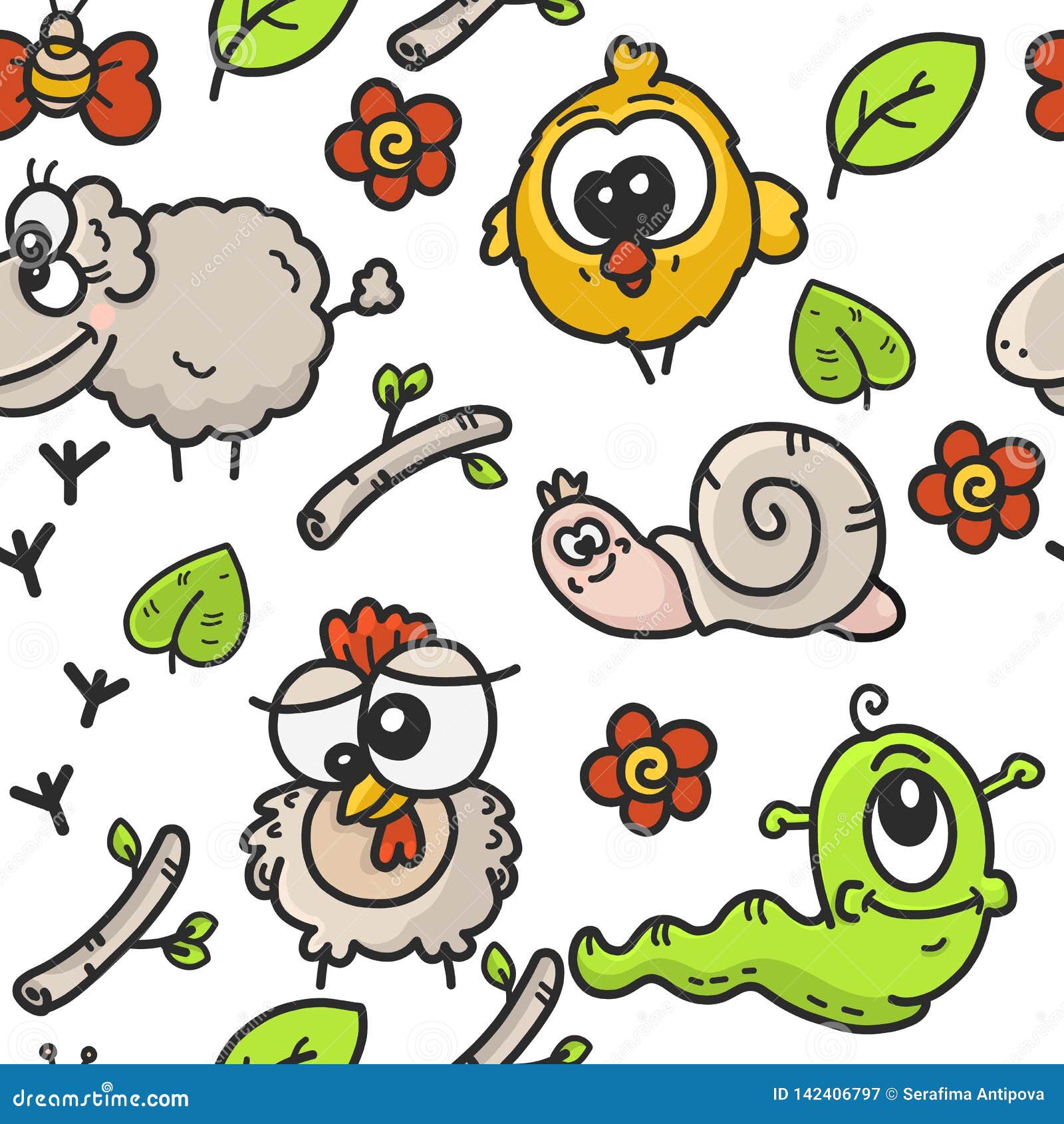 Disegni Del Fumetto Dei Bambini Messi Sul Tema Del Giardino Con L Immagine Degli Animali Da Allevamento E Delle Piante Illustrazione Vettoriale Illustrazione Di Cottage Profilo