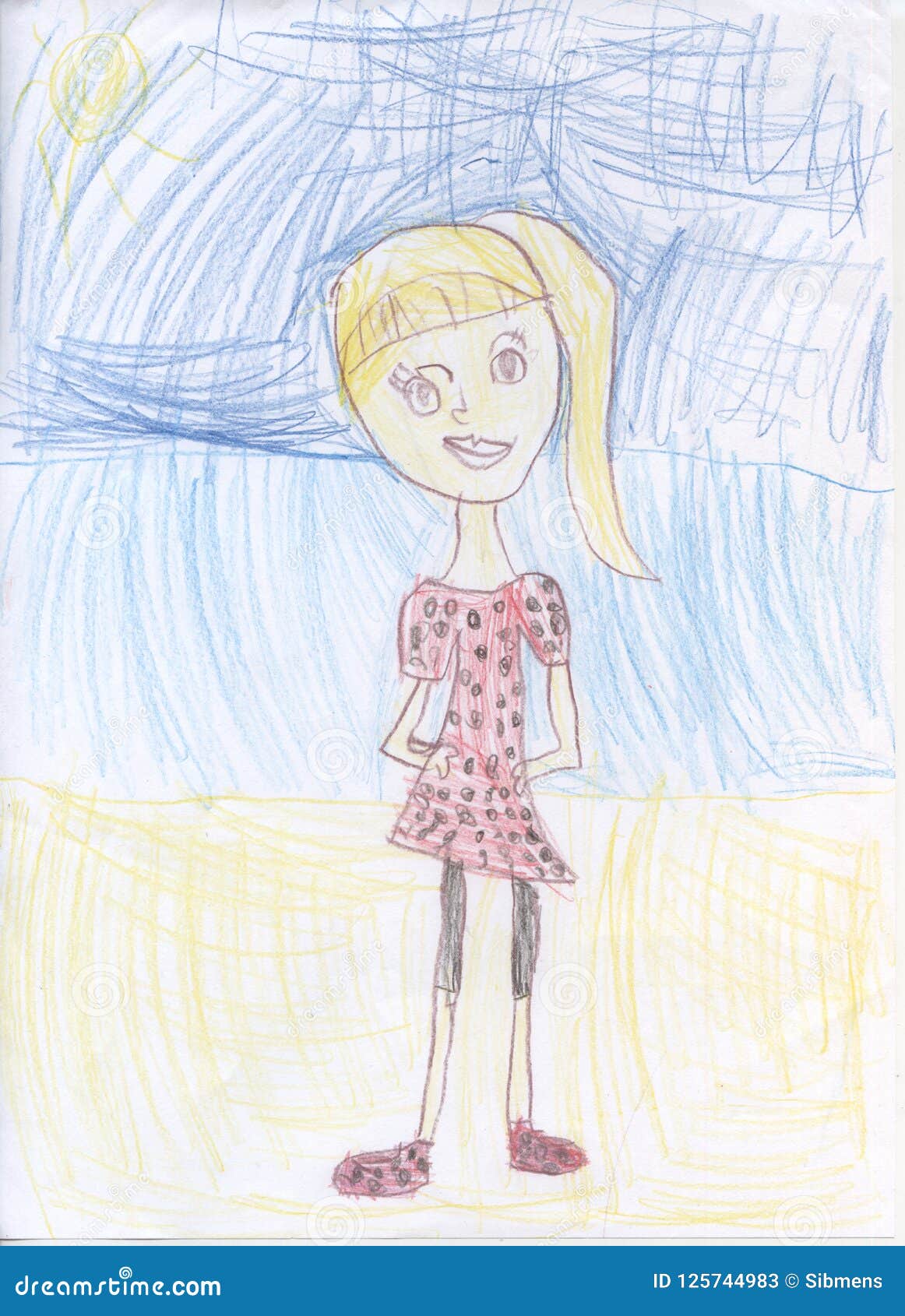 Disegni A Matita Del S Dei Bambini Ritratto Di Una Ragazza Illustrazione Di Stock Illustrazione Di Amore Capelli