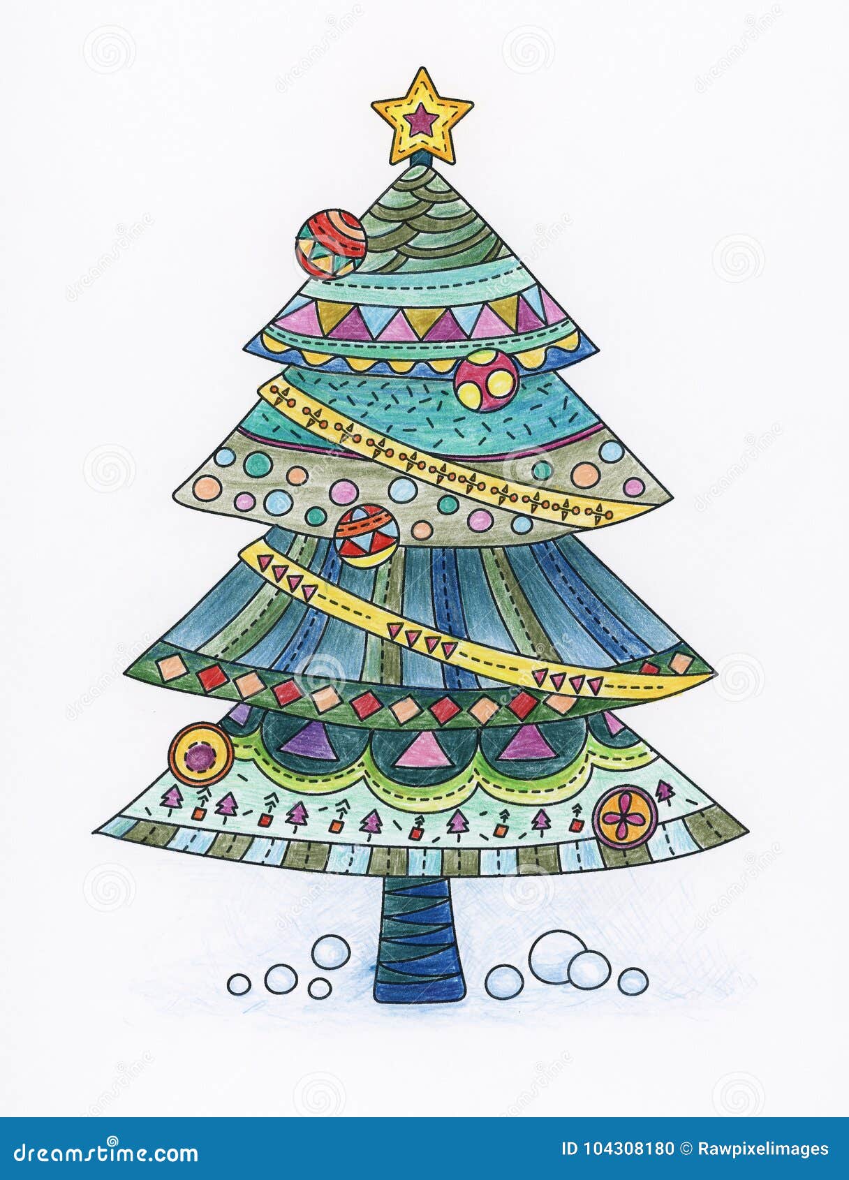 Disegno del libro da colorare dell albero di Natale