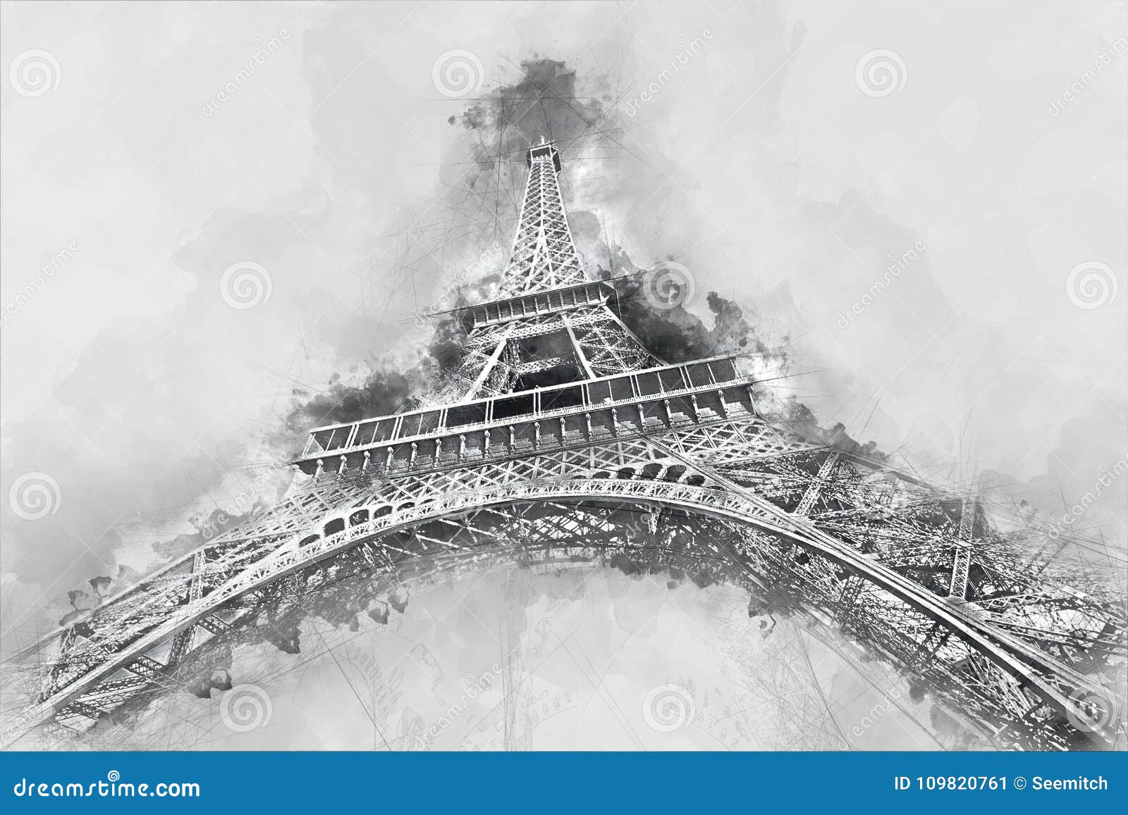 Disegno Dell Acquerello Della Torre Eiffel A Parigi Francia Citta Sk Illustrazione Di Stock Illustrazione Di Limite Europeo