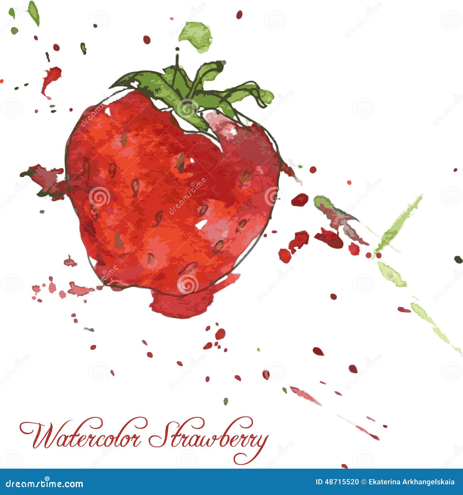 Disegno della fragola dall acquerello Fotografia Stock