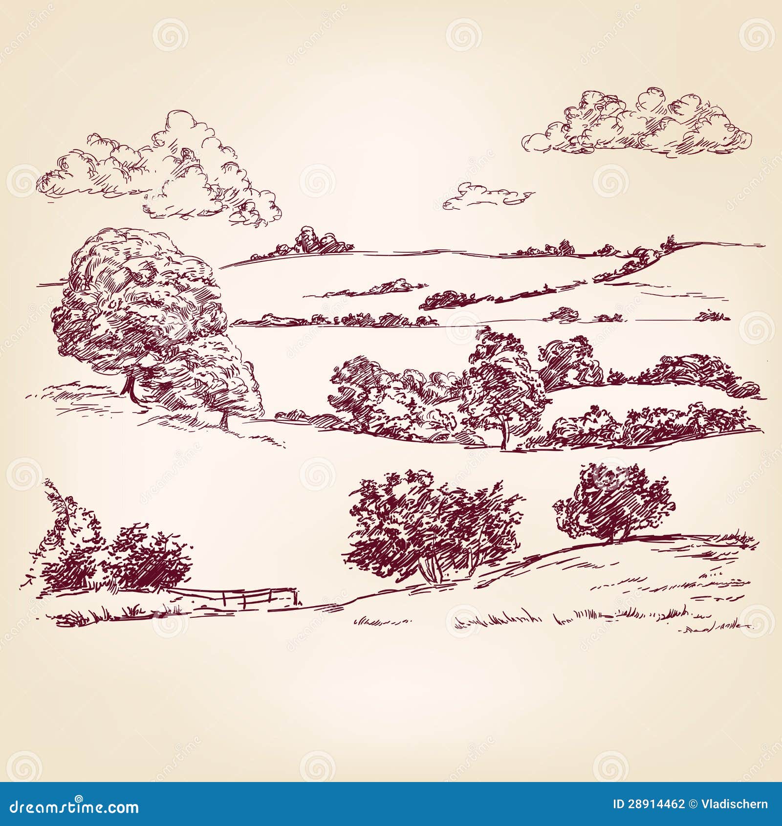 Disegno di schizzo paesaggio fotografia stock