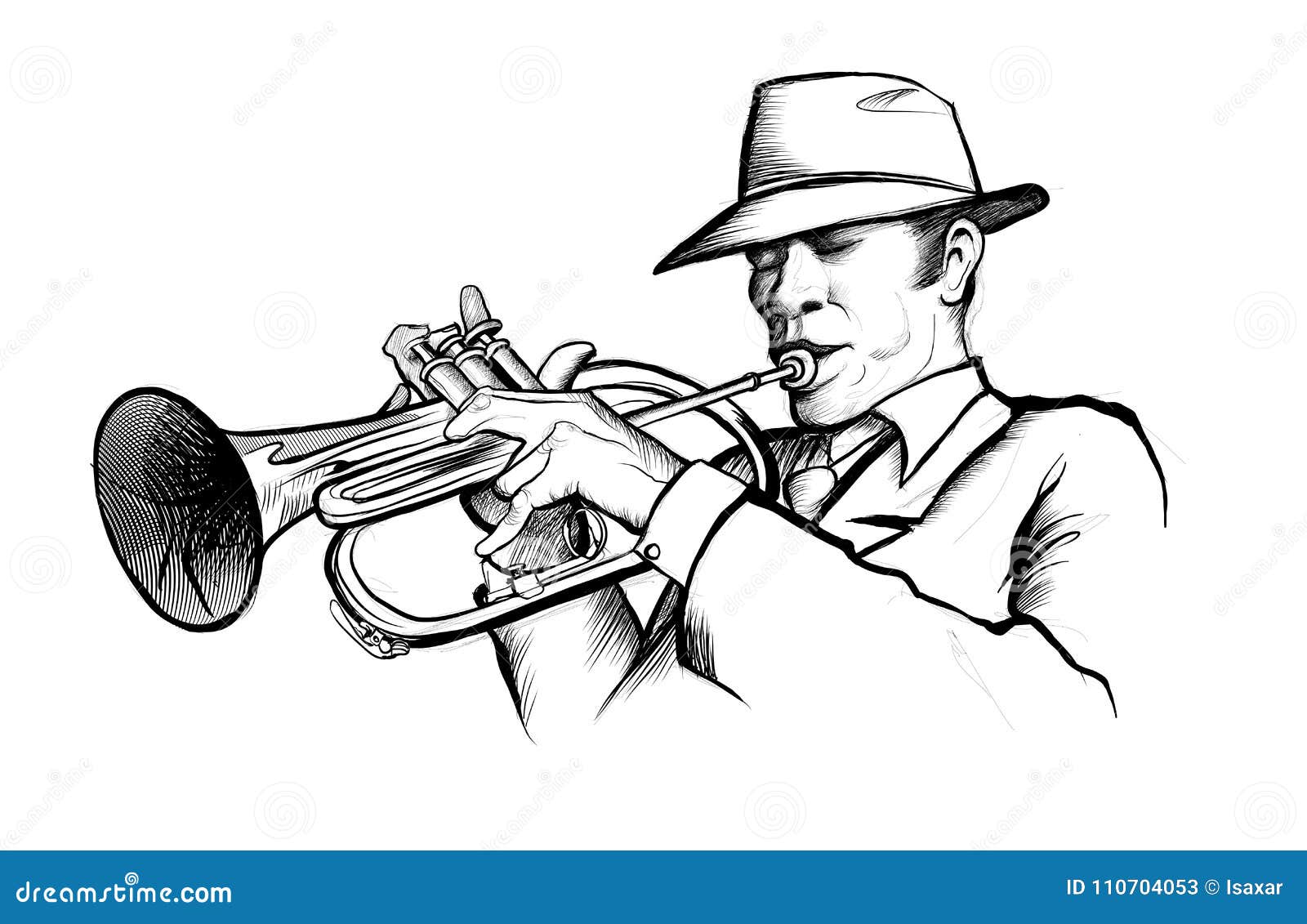 Disegno Di Un Musicista Che Gioca Tromba Illustrazione Vettoriale Illustrazione Di Musica Disegno 110704053