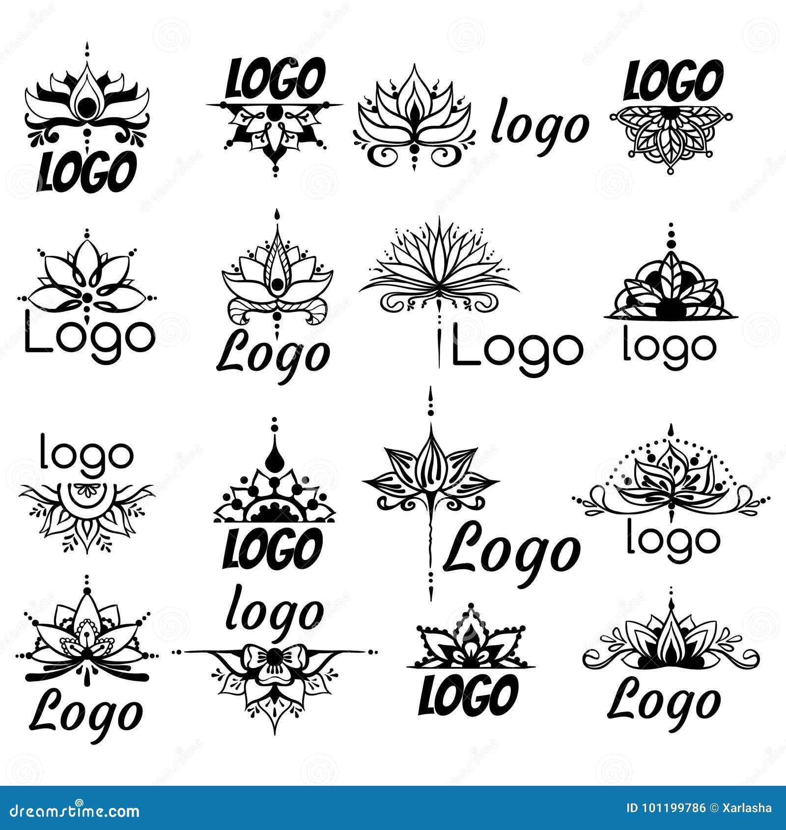 Disegno A Mano Libera Del Logo Del Loto Nello Stile Orientale Illustrazione Vettoriale Illustrazione Di Petalo Loto