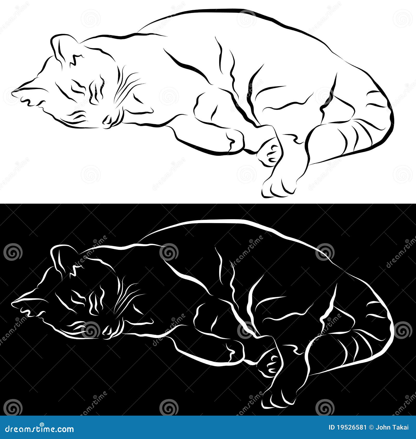 Disegno a tratteggio del gatto di sonno immagine stock