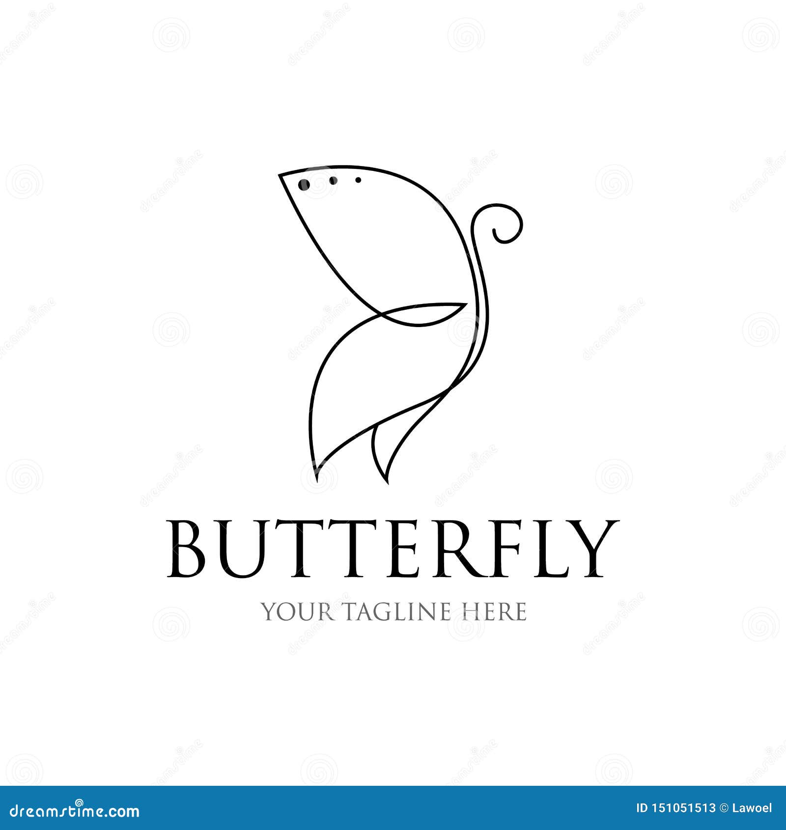 Disegno a tratteggio della farfalla Icona della farfalla vettore delle linee di forma della farfalla