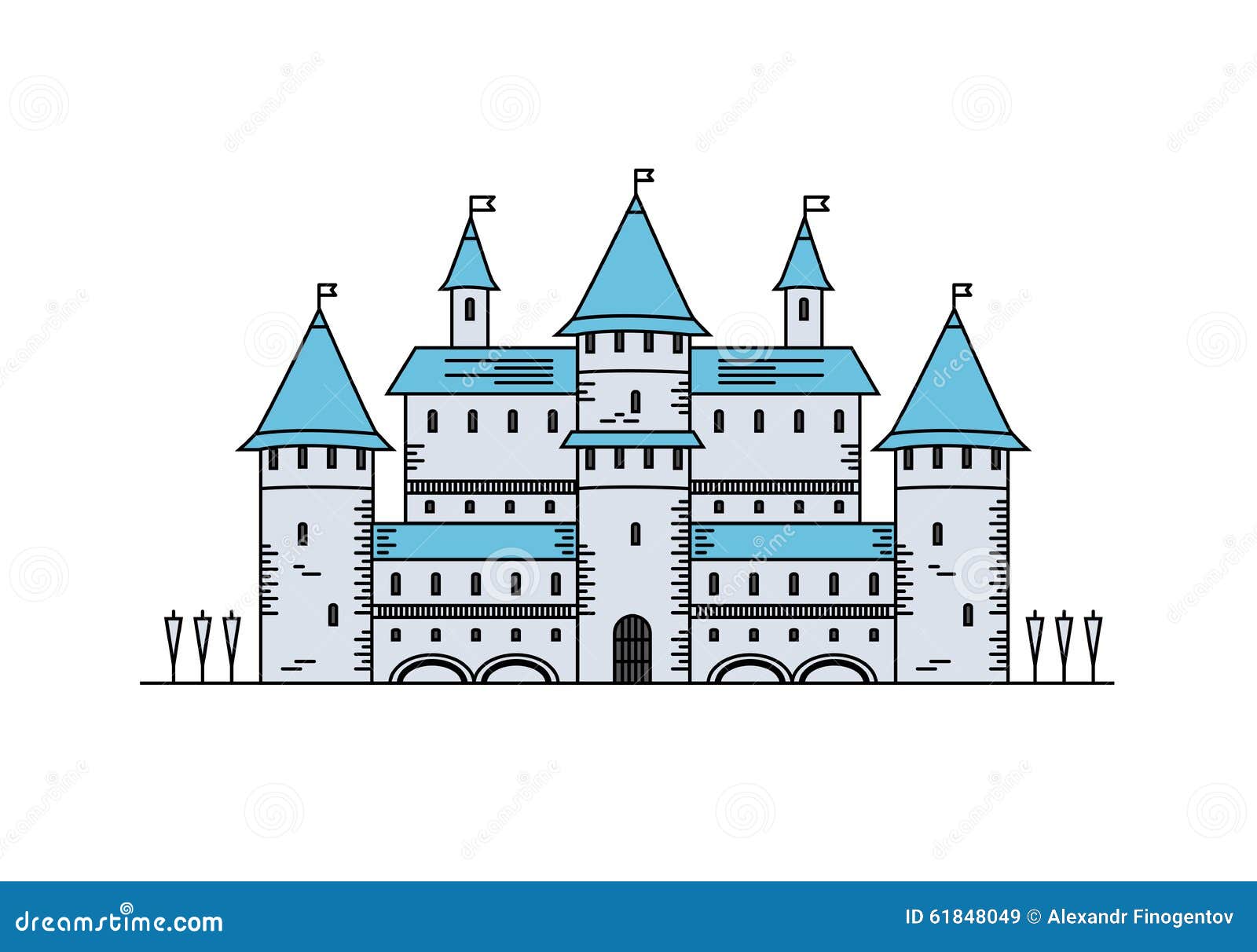 Disegno A Tratteggio Medievale Del Castello Di Fiaba Illustrazione Di Stock Illustrazione Di Cliente Illustrazione 61848049