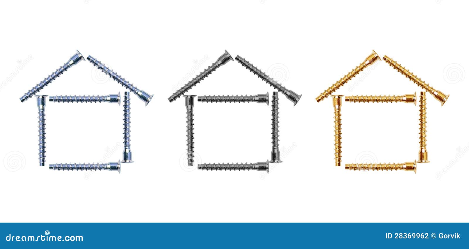 Diseño De Tres Casas De Los Tornillos Foto de archivo Imagen de