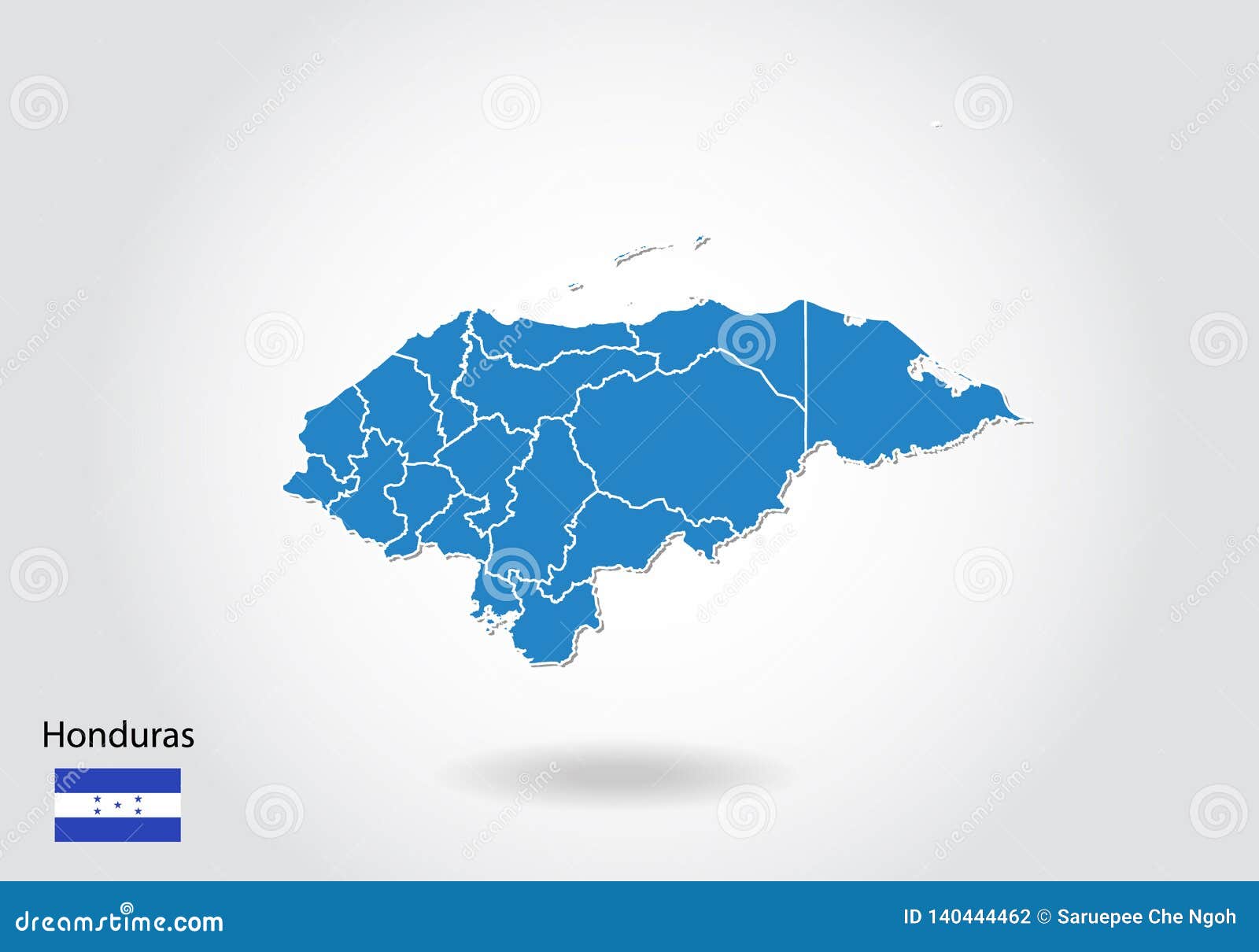 Diseño Del Mapa De Honduras Con El Estilo 3d Mapa Azul De Honduras Y