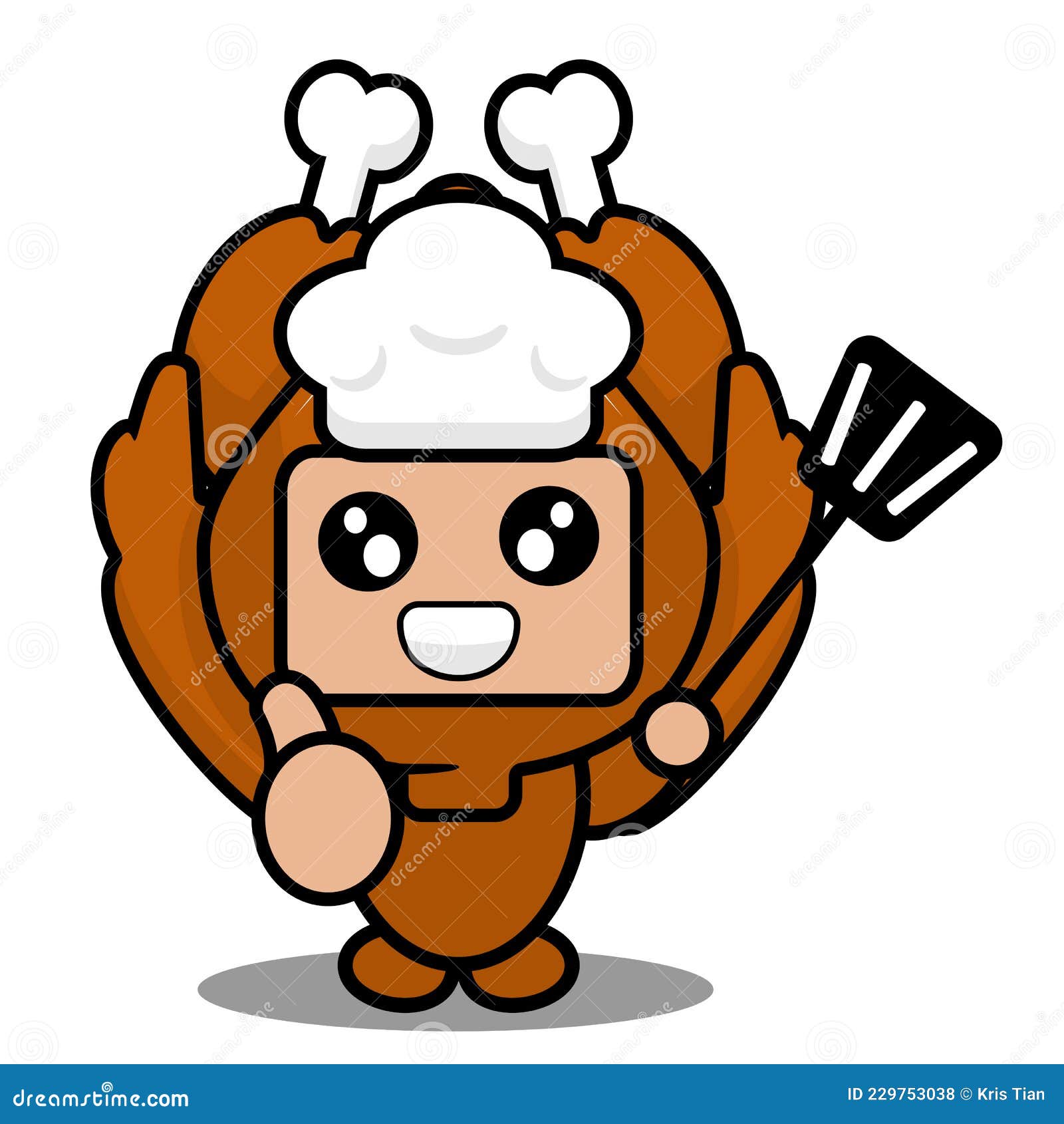 Disfraz De Mascota De Pollo Asado Por El Chef Ilustración del Vector -  Ilustración de carne, gente: 229753038