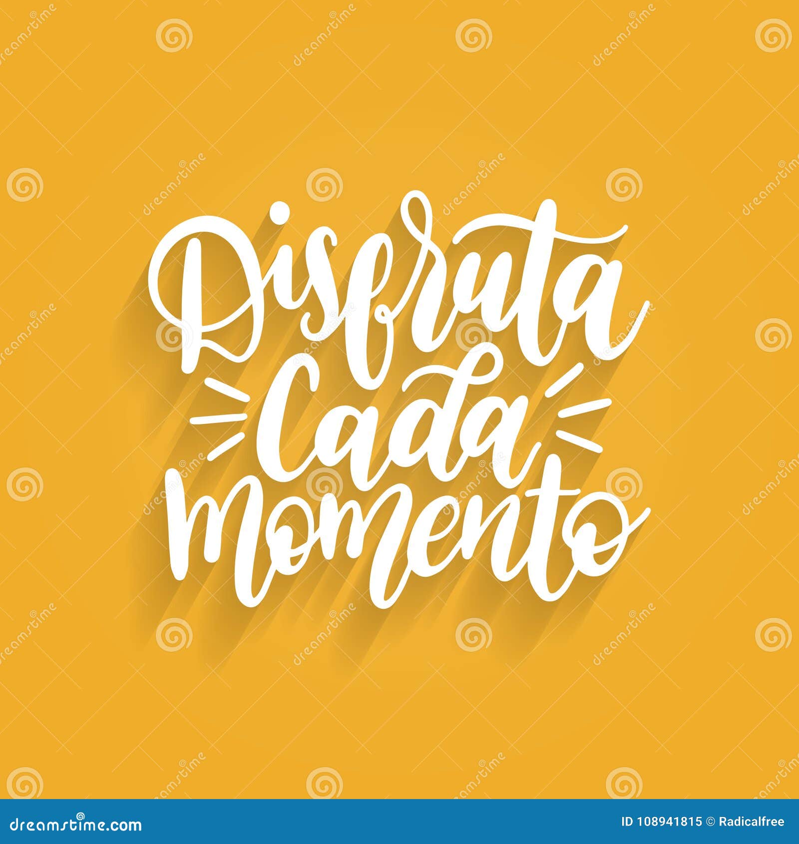 disfruta cada momento translated from spanish enjoy every moment  handwritten phrase on yellow background.