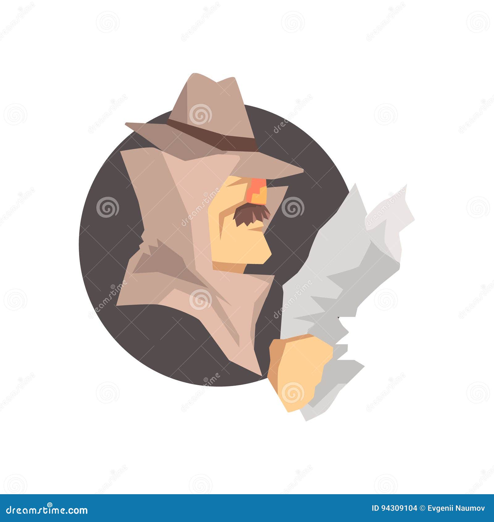 disguised detective character wearing classic fedora hat avatar