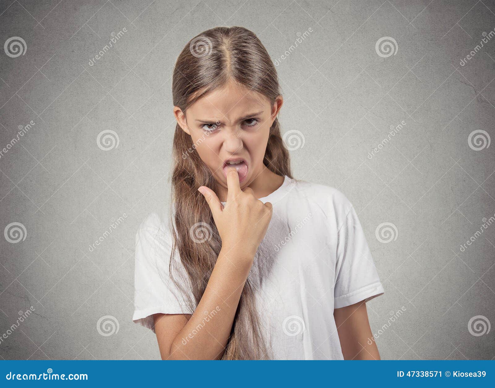Disgusted Annoyed Off Teenager Girl With Finger I
