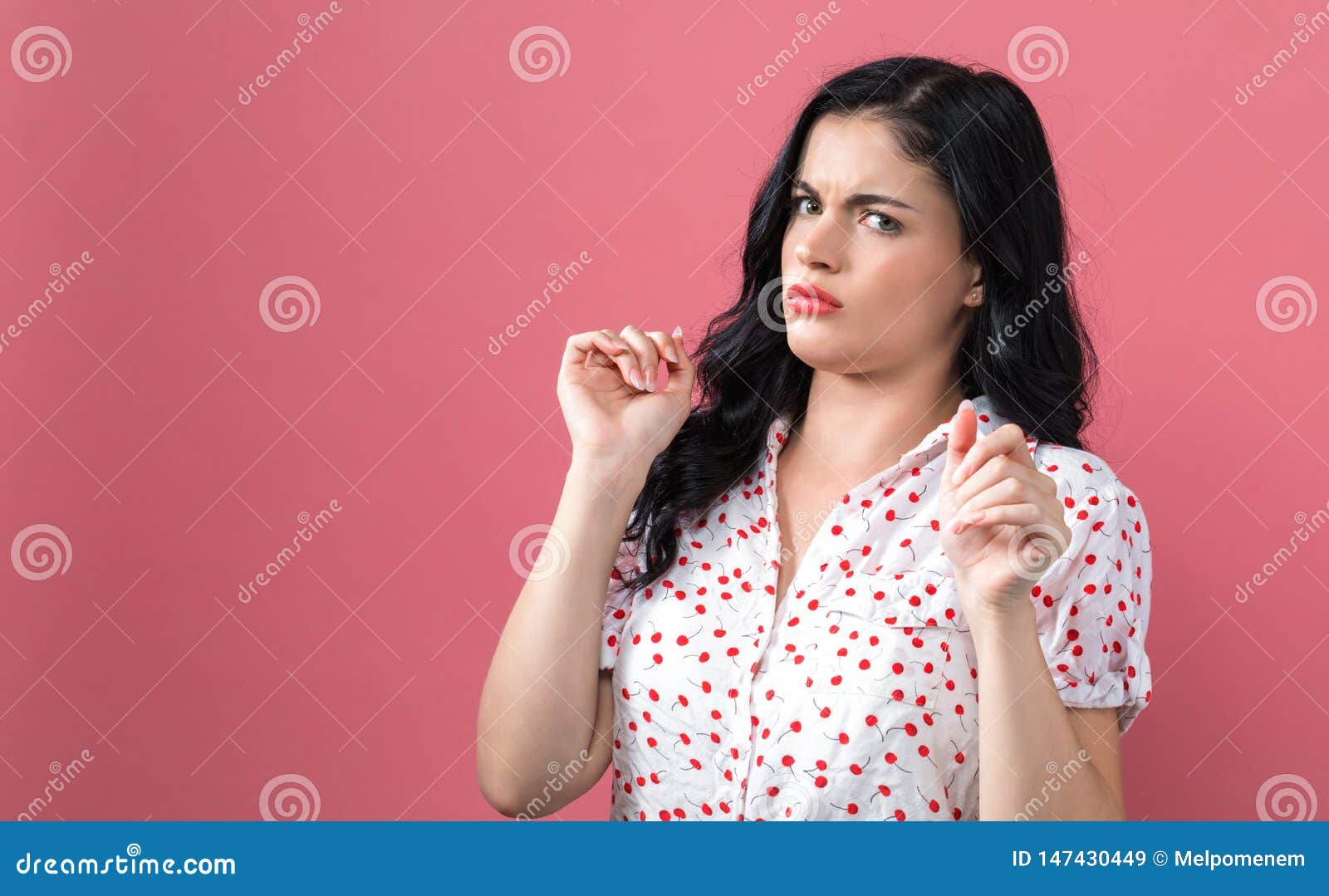 Disgusted Face Expression with Young Woman Stock Image Image of solid