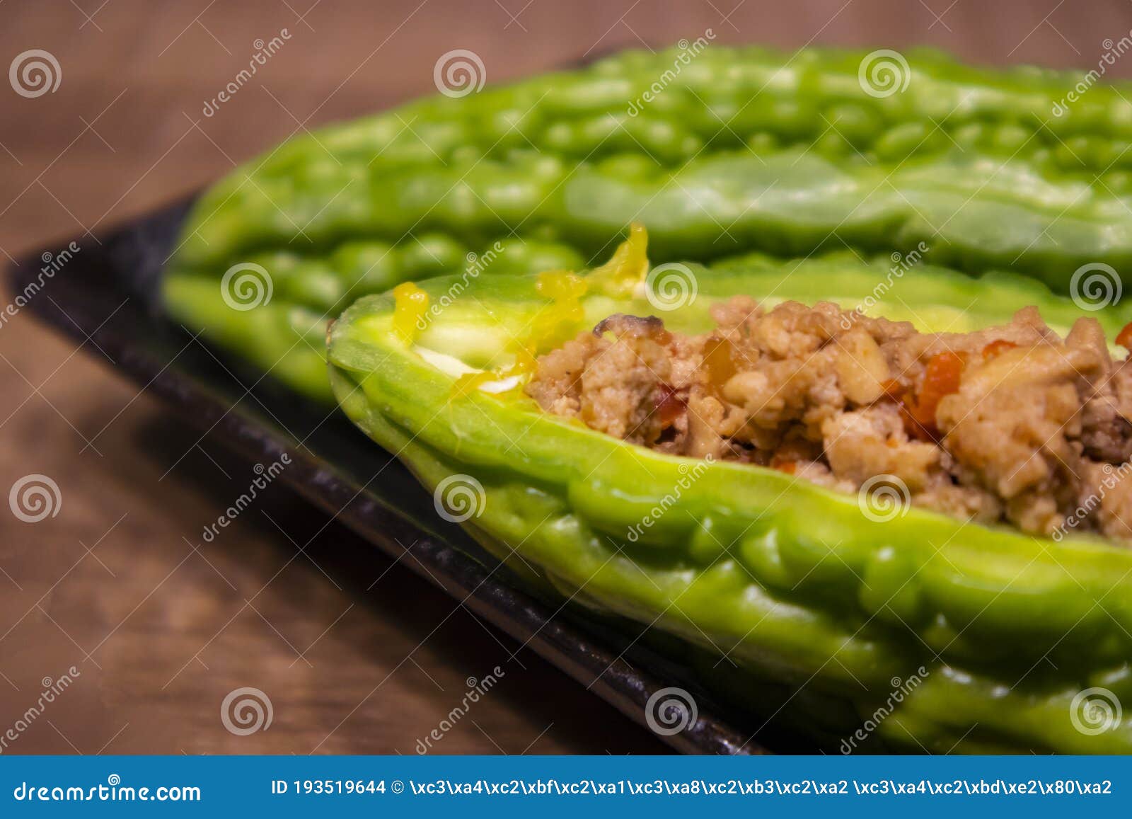 A dish of the bitter gourd stock photo. Image of gourd 193519644