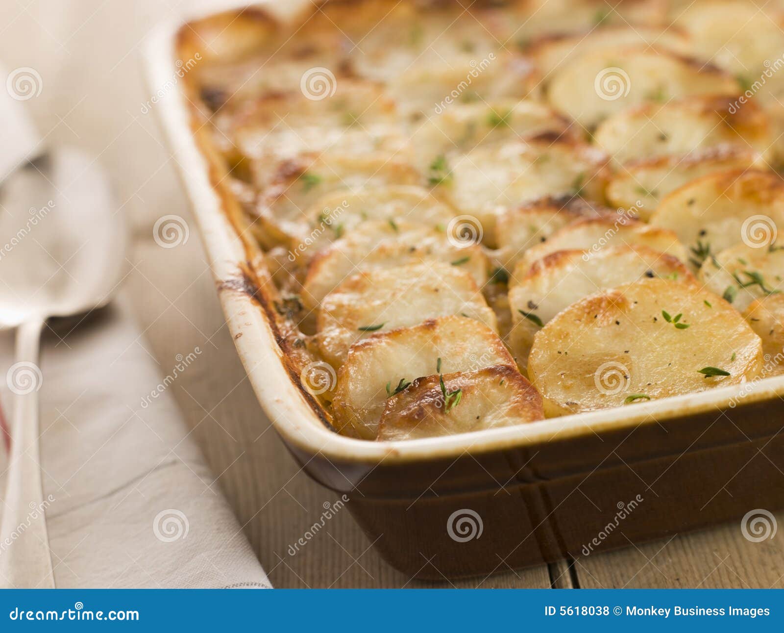 Dish of Boulangere Potatoes Stock Photo Image of meal, food 5618038