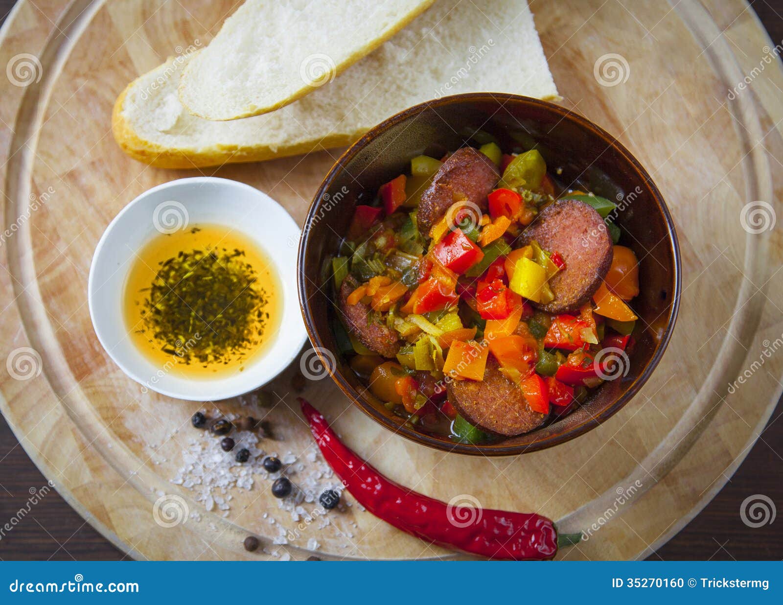 Dish with chorizo stock photo. Image of healthy, meat 35270160