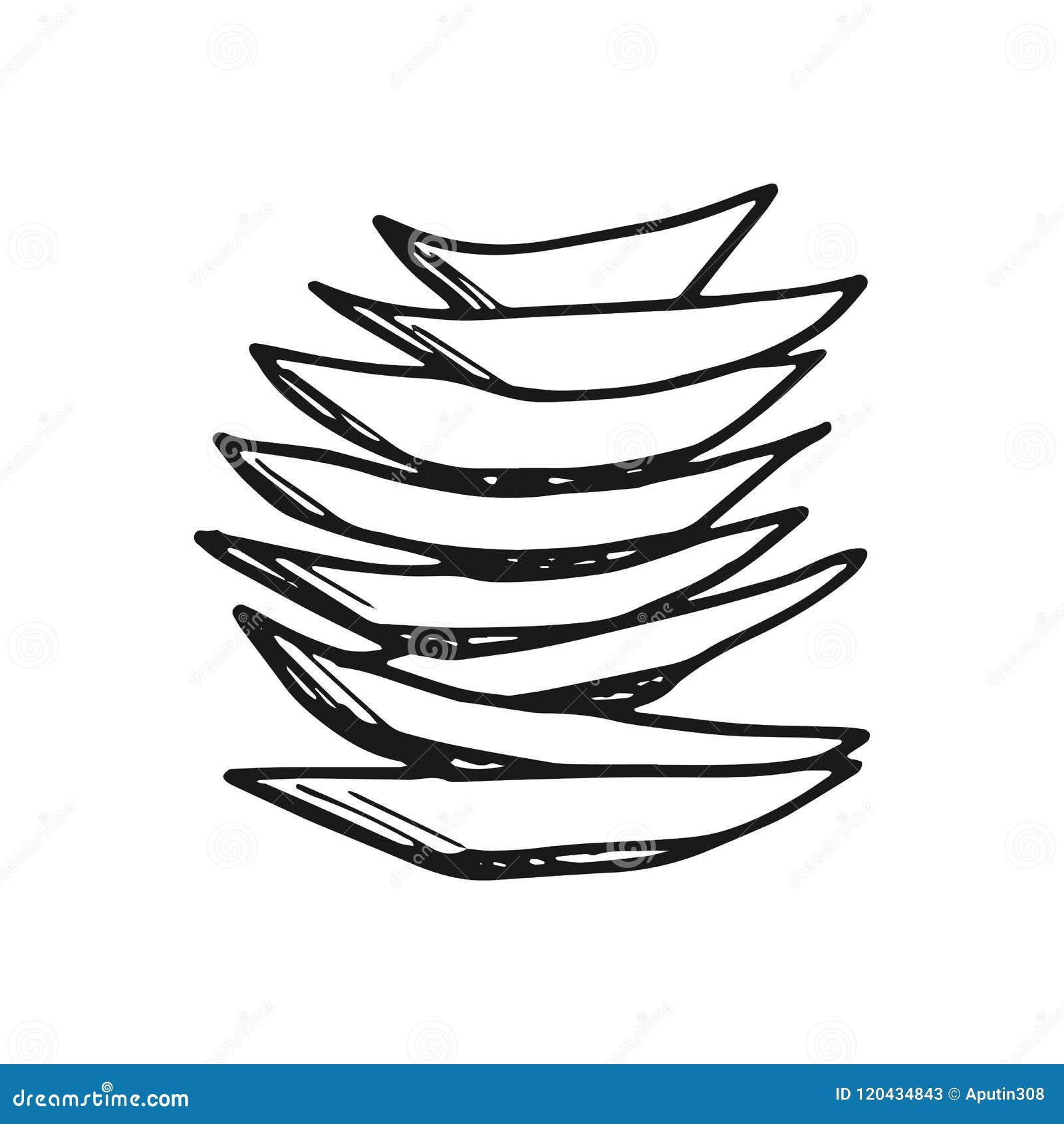 Dish Dishes Simple Sketch Vector Isolated Stock Vector Illustration