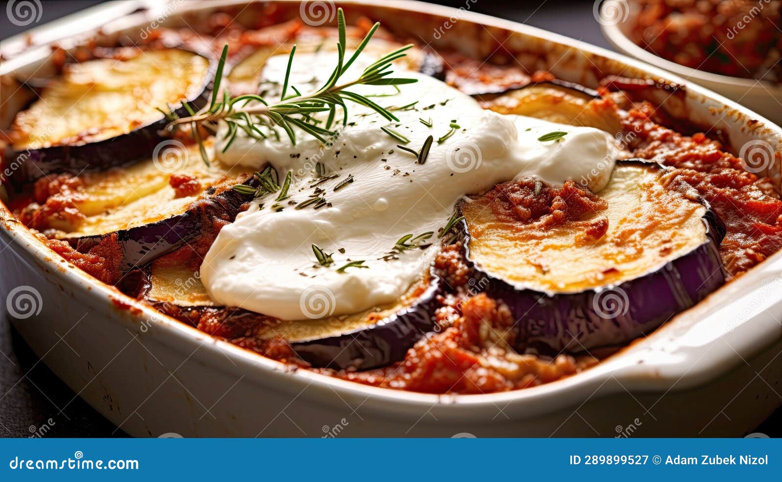 A Dish of Eggplant and Cheese Stock Illustration Illustration of
