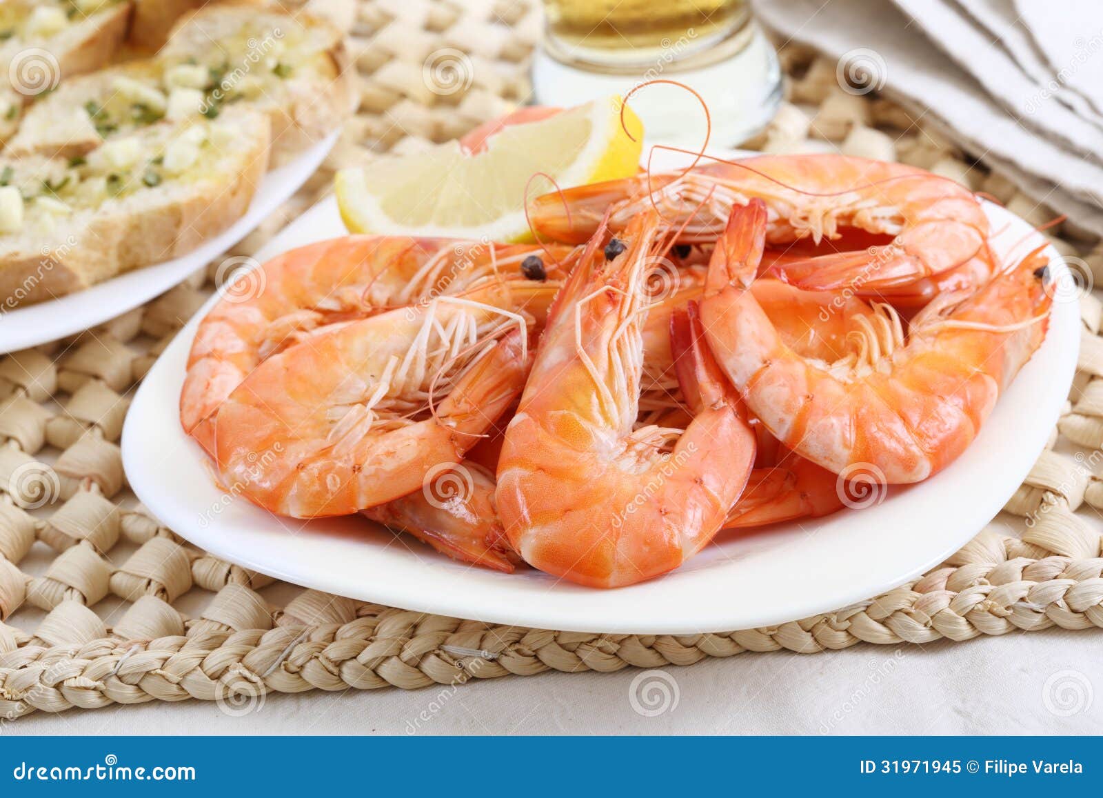 dish of fresh boiled shrimps