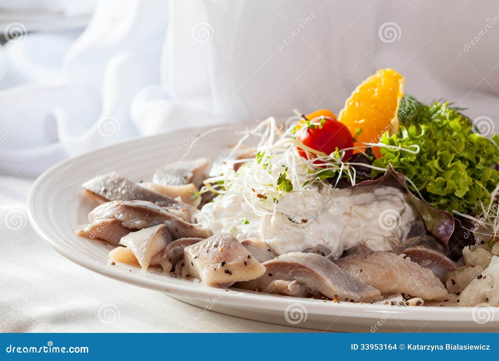 Dish with Herring and Cream Stock Photo Image of dish, elegant 33953164