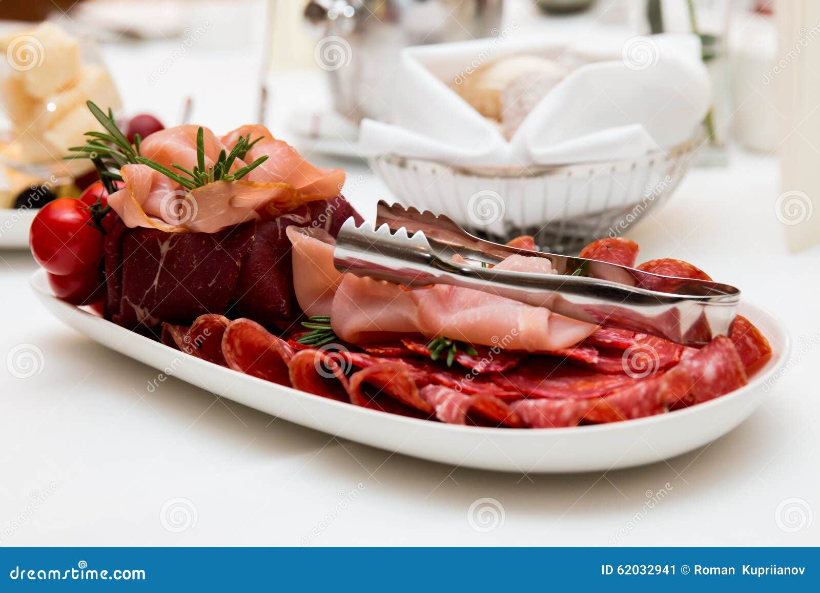 Dish with Meat Salami and Bacon Stock Image Image of delicious, light