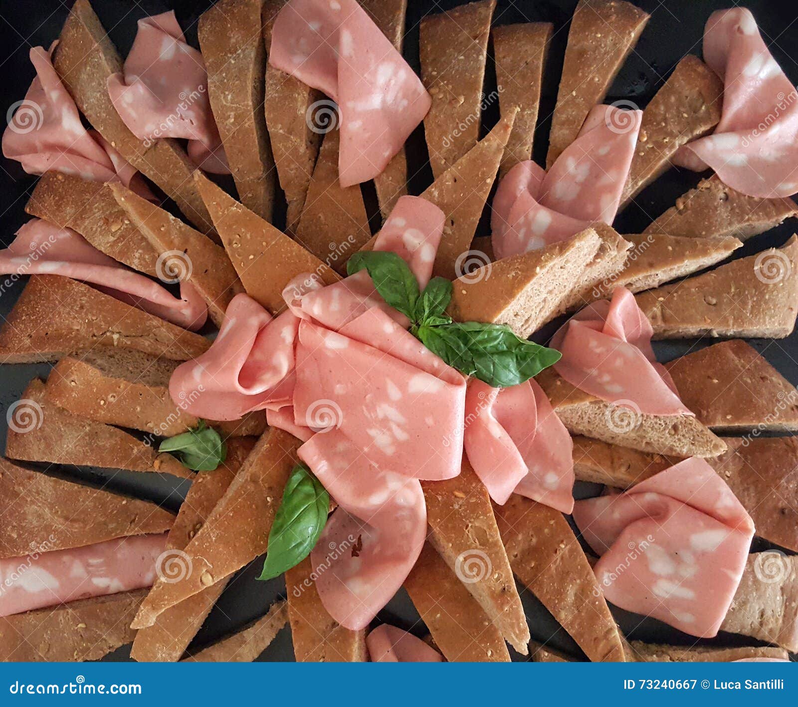 Dish of Mortadella and Bread Stock Image Image of slice, buffet 73240667