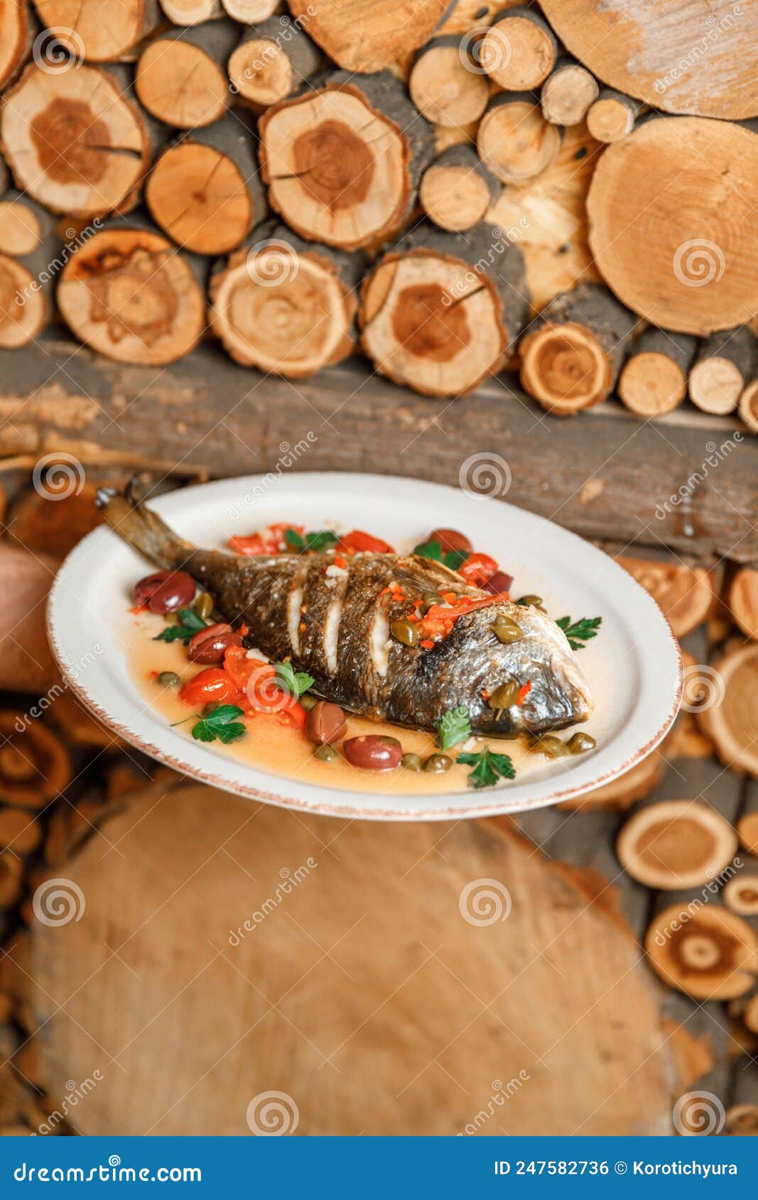 Dish Plate with Whole Fried Fish in a Restaurant Stock Photo Image of