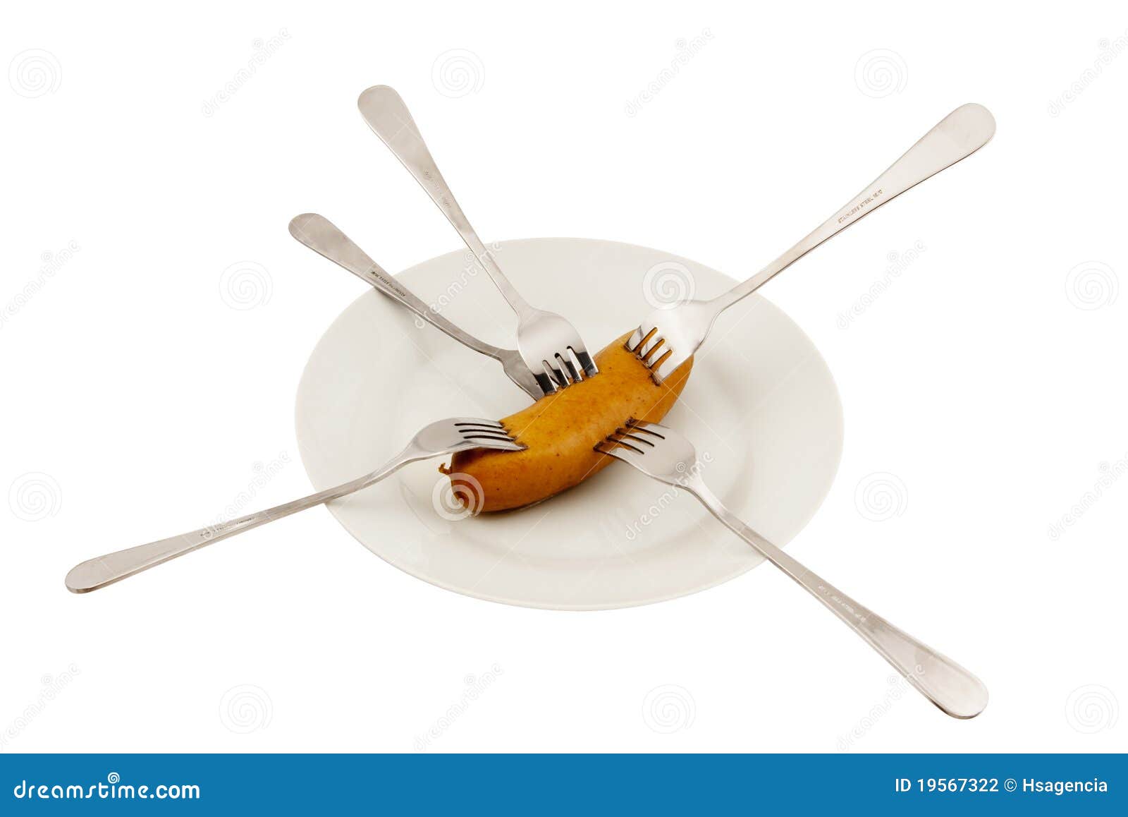 Dish, Sausage and Five Stainless Steel Forks Stock Photo Image of background, forks 19567322