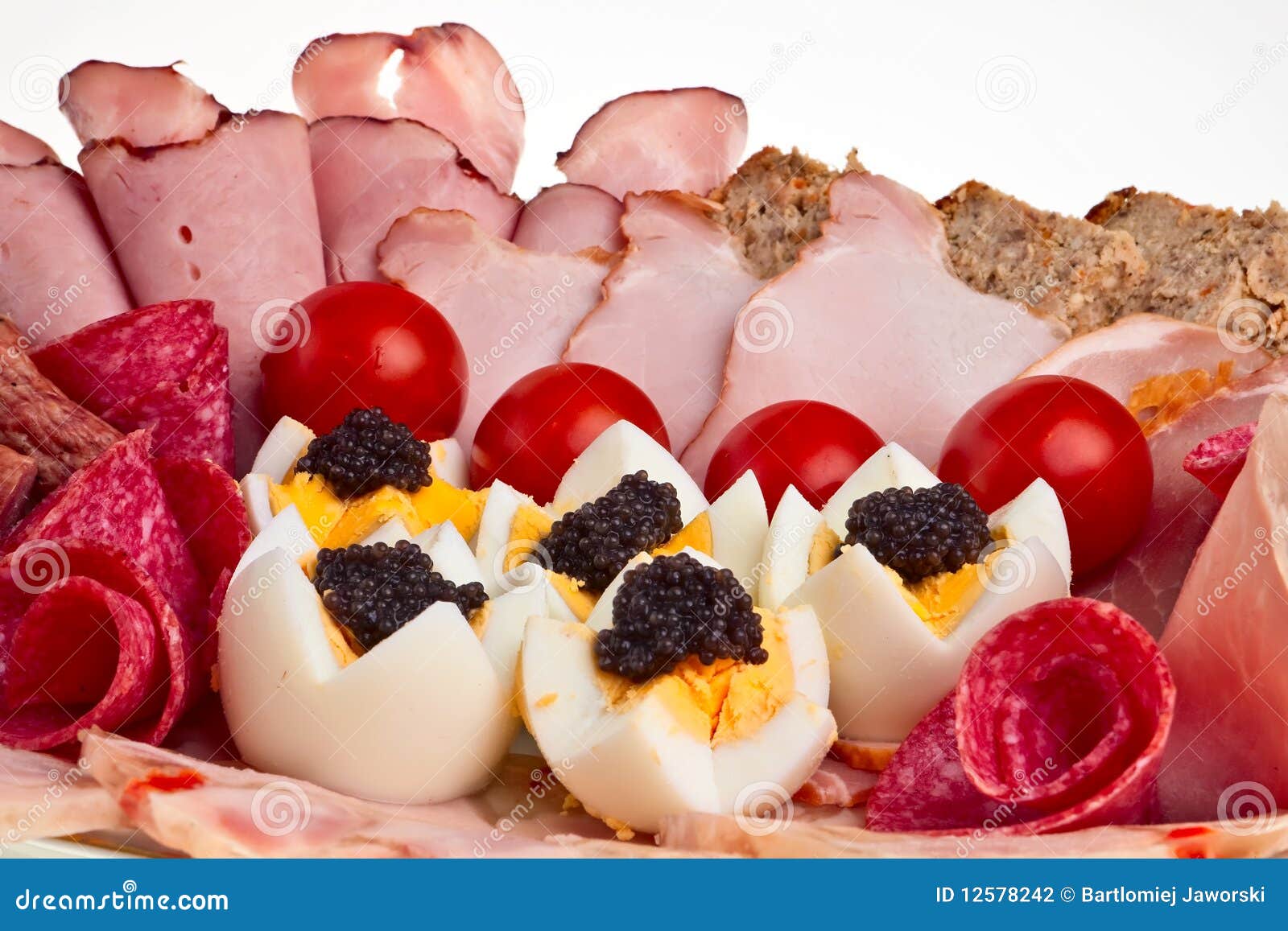 Dish with Sliced Ham, Bacon, Salami. Stock Photo Image of sausage