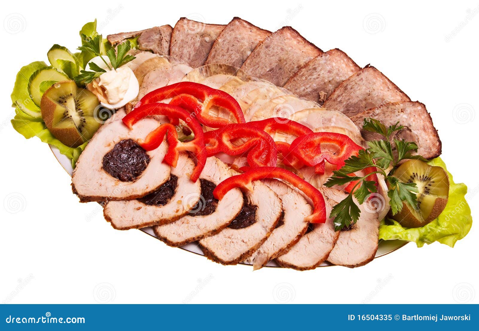 Dish with sliced pork. stock image. Image of pepper, lettuce 16504335