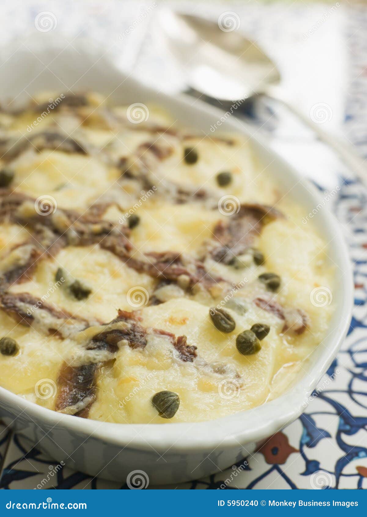 Dish of SpanishStyle Potato Gratin Stock Photo Image of potato