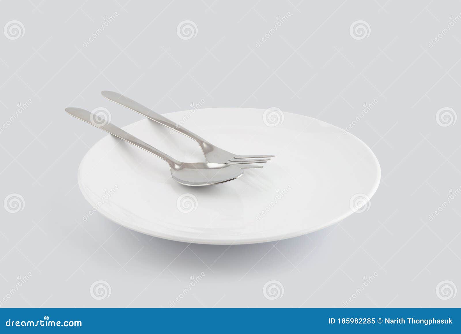 Dish Spoon and Fork Isolated on White Background, Utensil for Food
