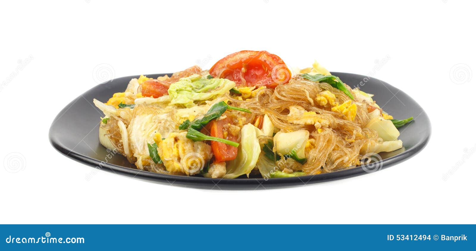 Dish of Stir Fried Vegetables and Mung Bean Noodles Stock Photo Image