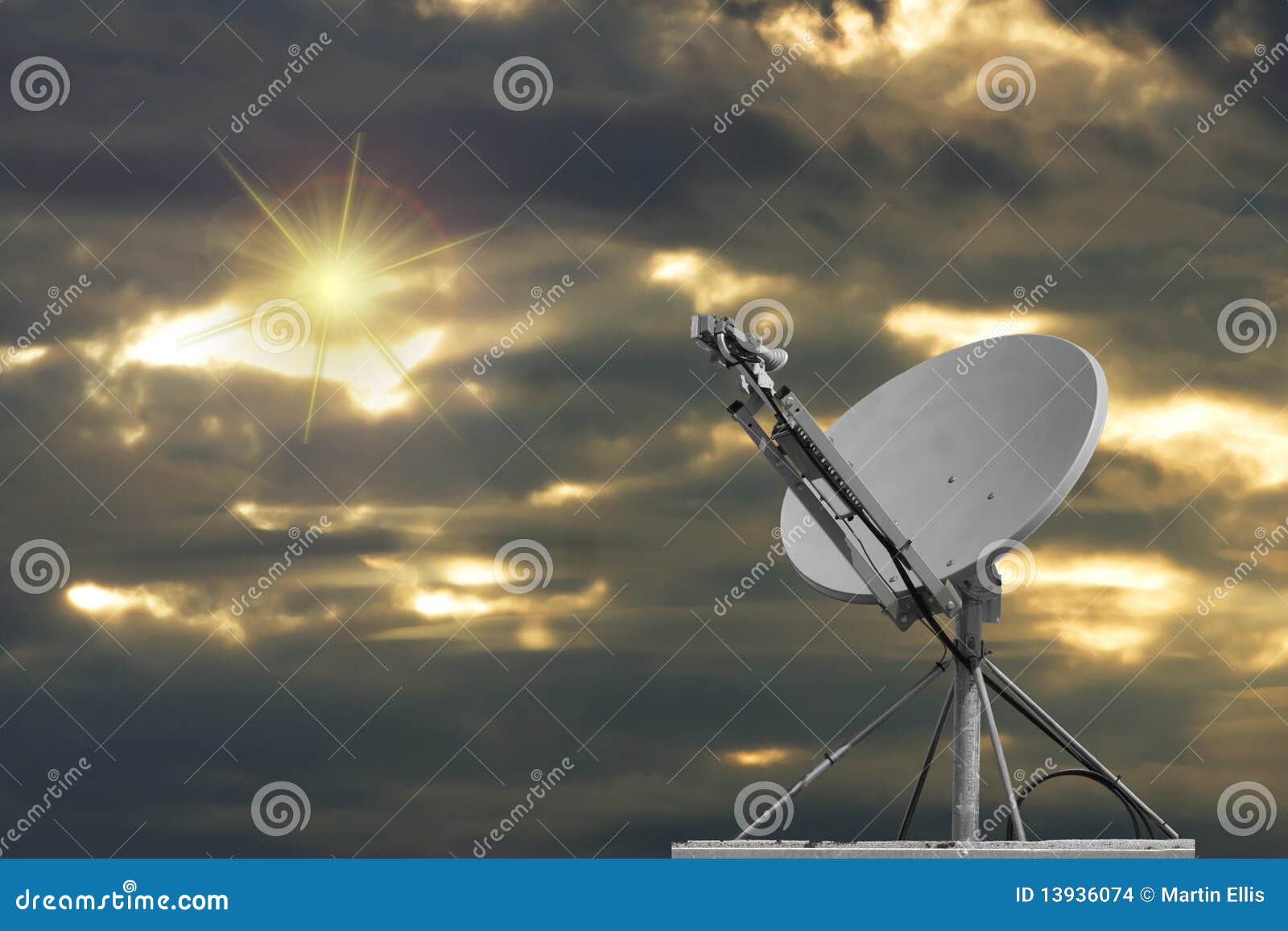 Dish And Sun stock photo. Image of satellite, dusk, dish 13936074