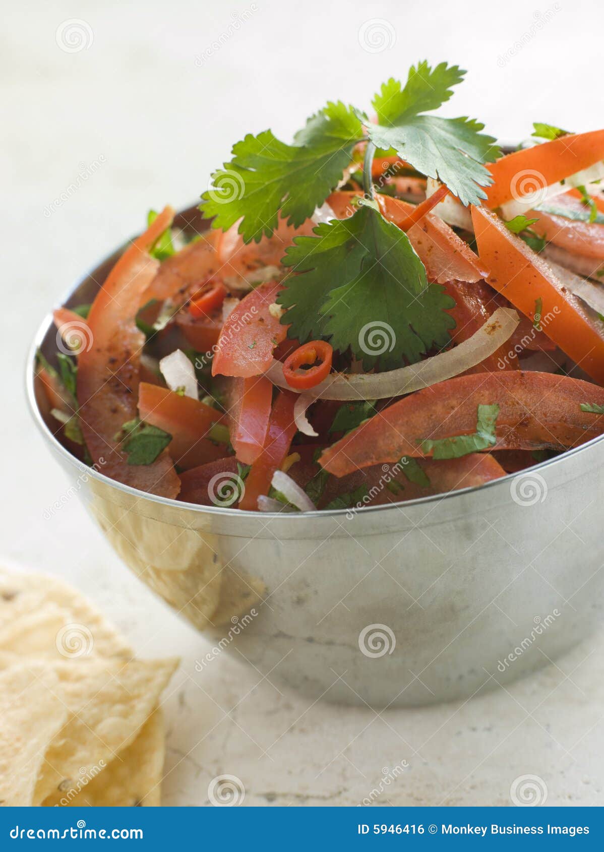 Dish of Tomato Red Onion and Coriander Relish Stock Photo Image of