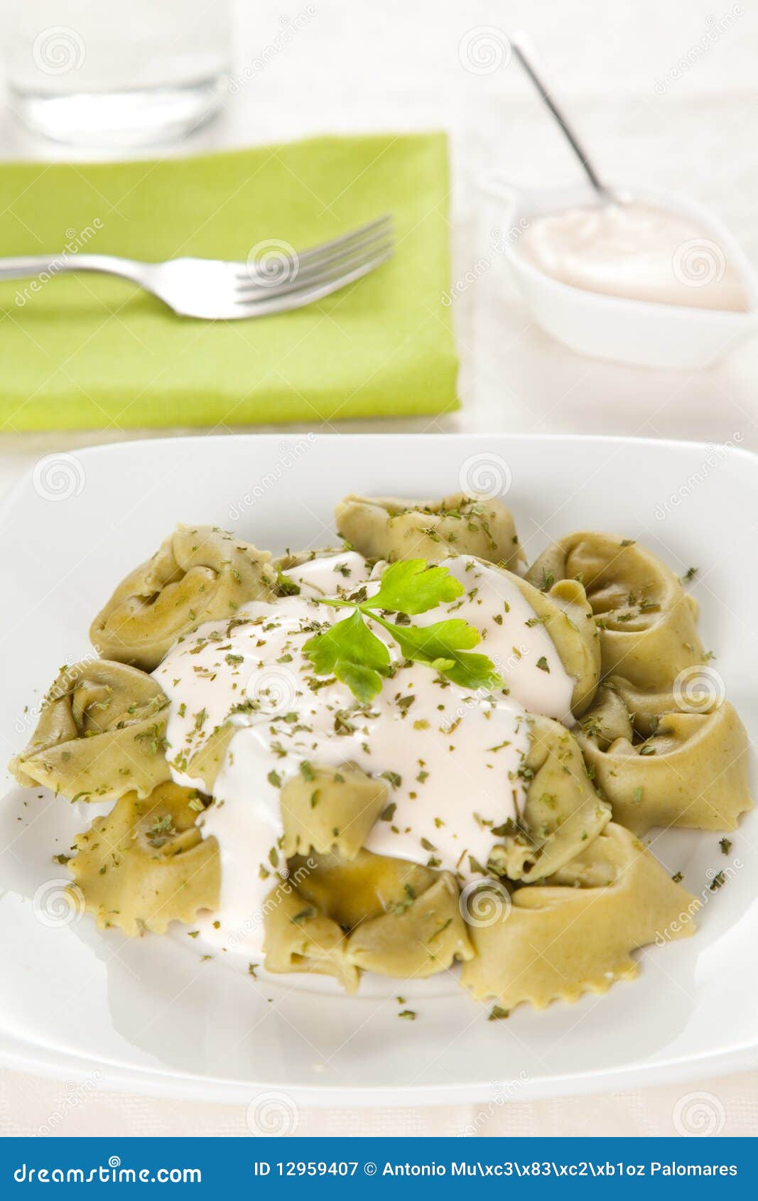 Dish of Tortellini with Cheese Sauce Stock Image Image of dishware