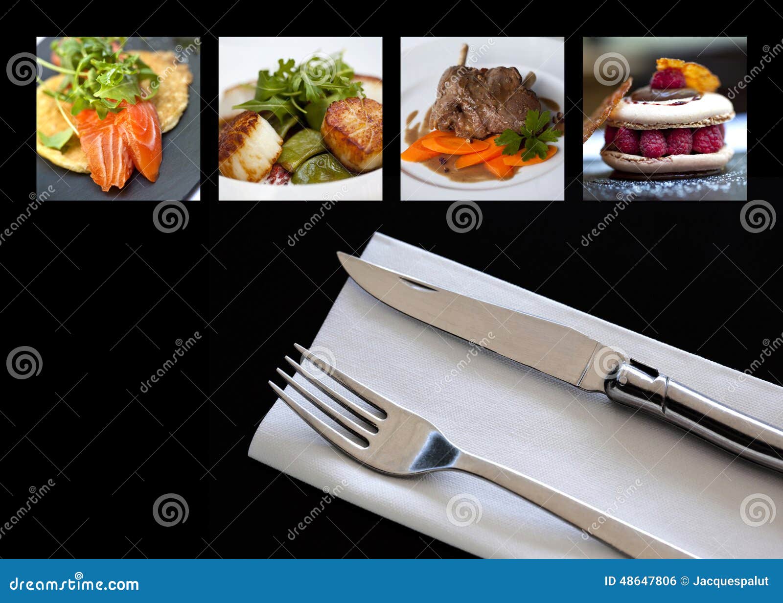 Dishes and cutlery stock photo. Image of appetizing, napkin 48647806