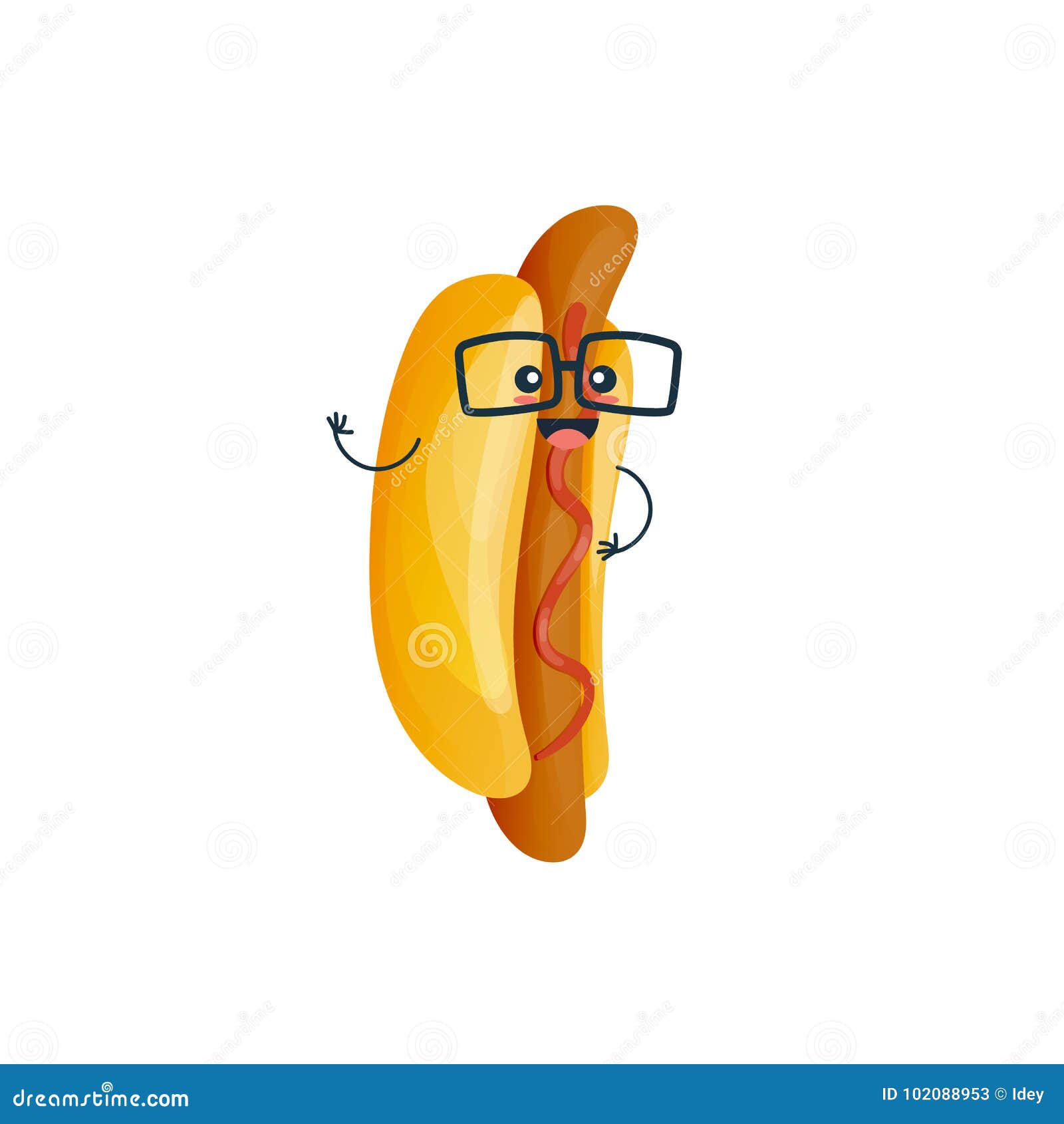 Dishes From Fast Food Funny Hot Dog In Glasses Stock Vector