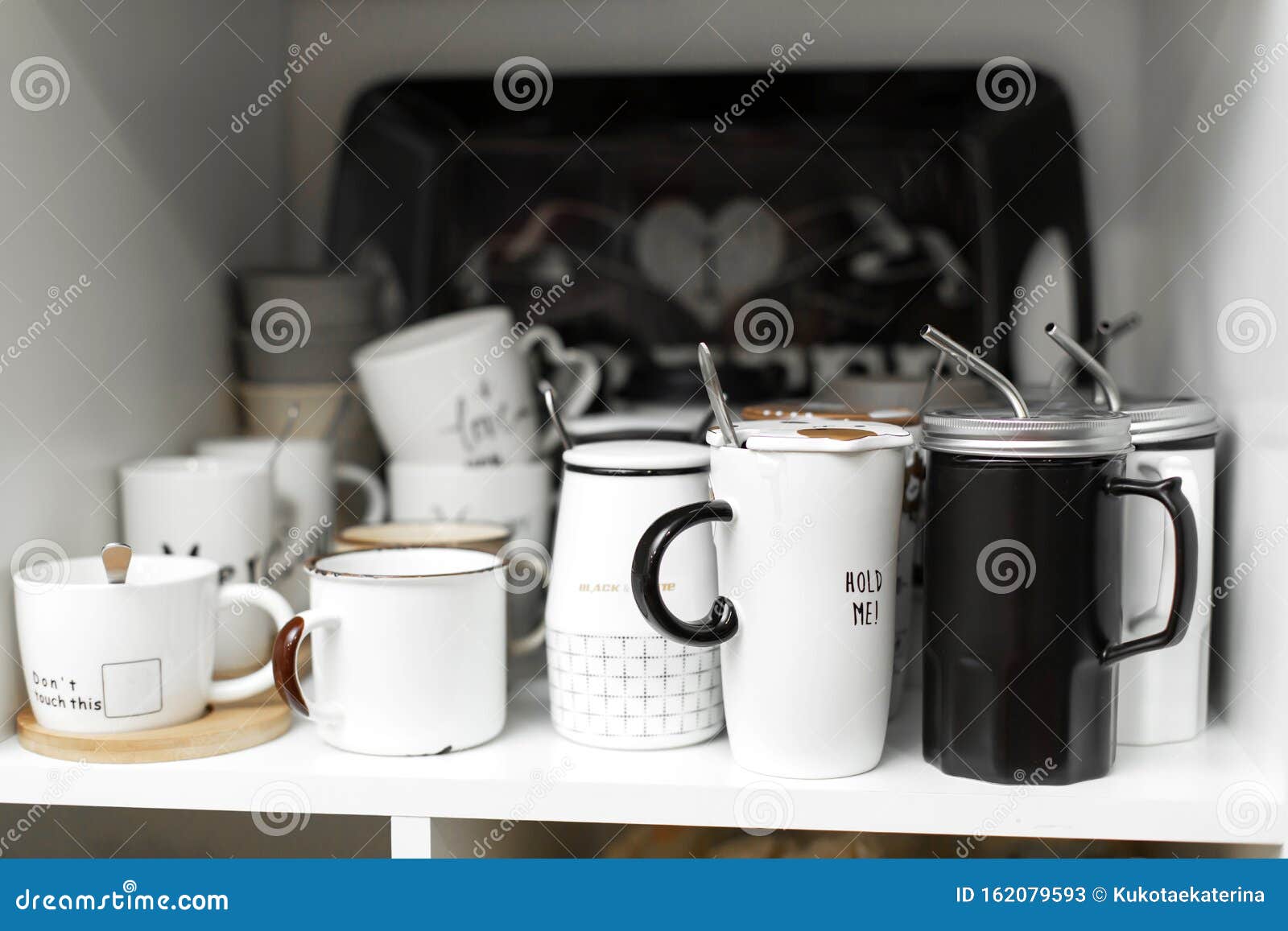 Dishes Shop. Stylish Mugs for Drinks with a Straw Stock Image Image