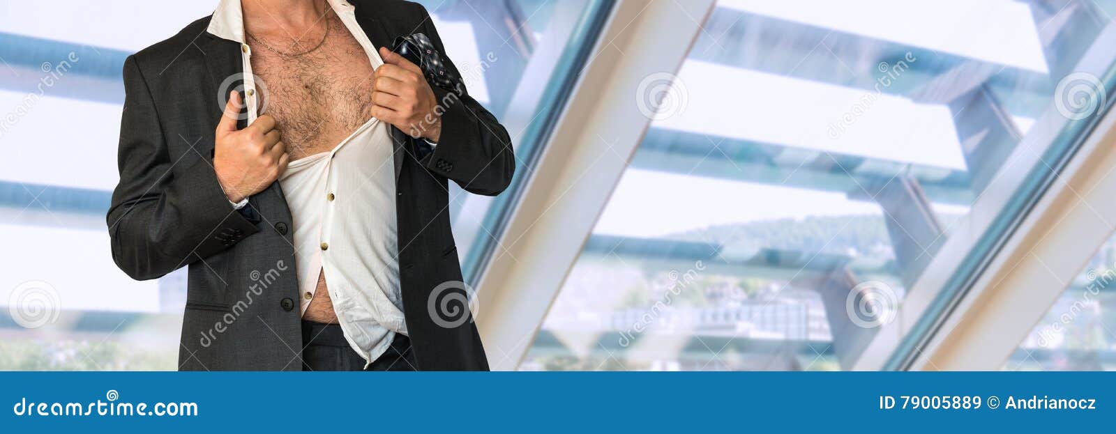 Disheveled Man in Business Suit with an Unbuttoned Shirt Stock Image