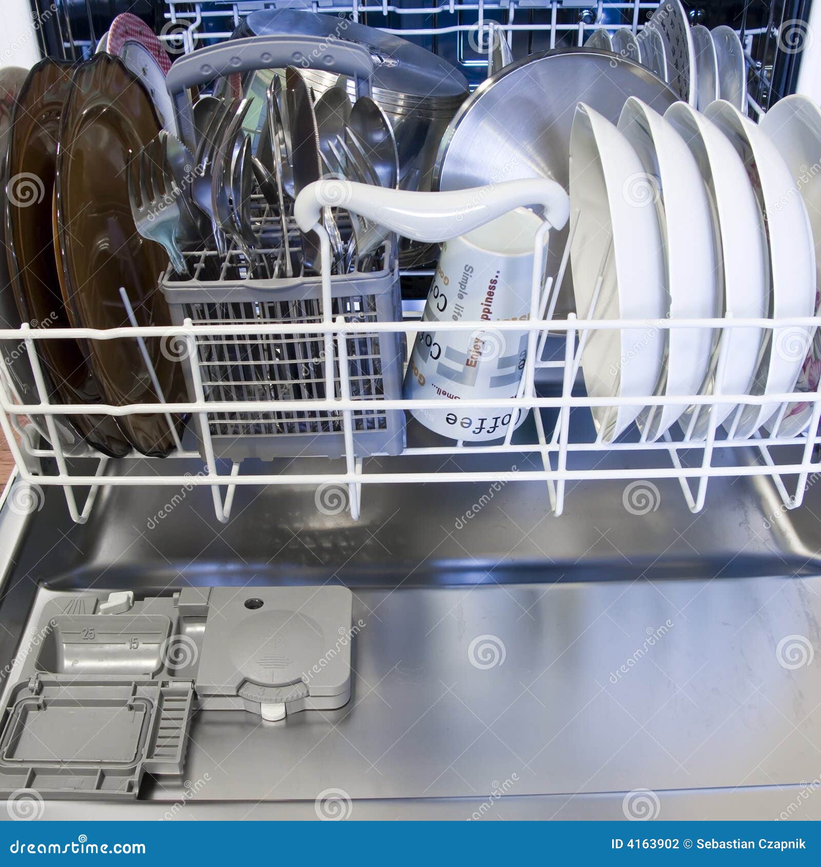 Dishwasher with Clean Dishes Stock Photo Image of container, dish