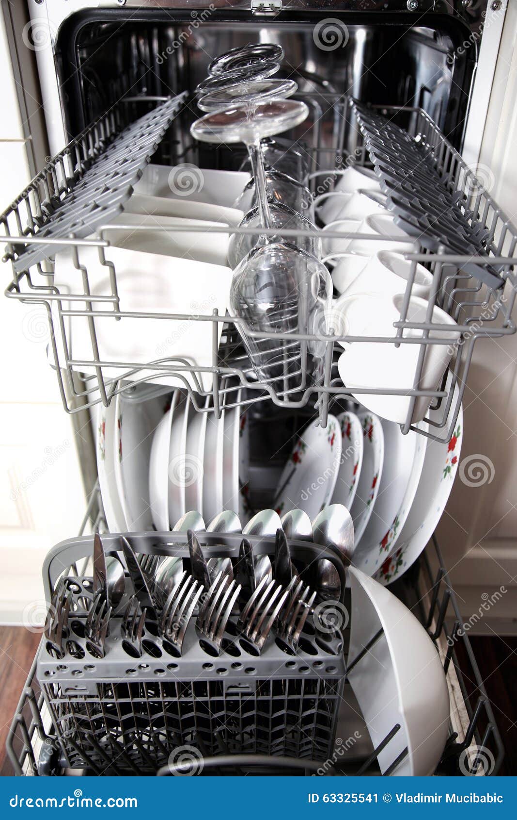 Dishwasher with Clean Utensils Stock Image Image of clean, cutlery