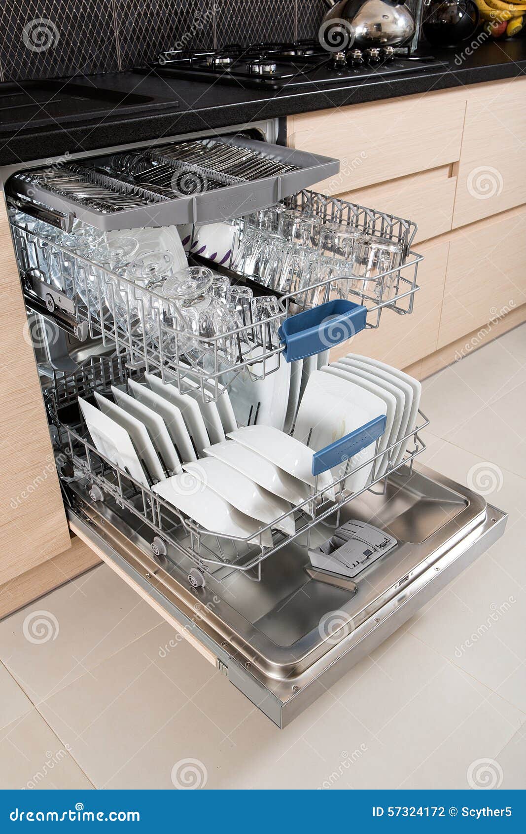Dishwasher after Cleaning Process. Stock Photo Image of dirty, knife