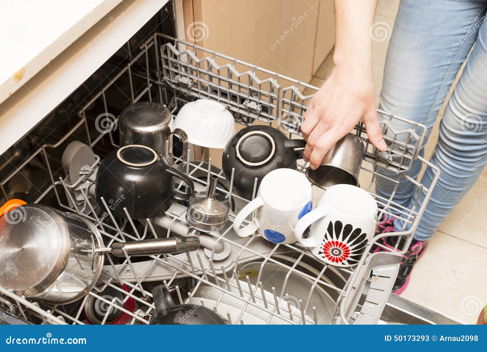 Dishwasher full of dishes stock image. Image of dishwashing 50173293
