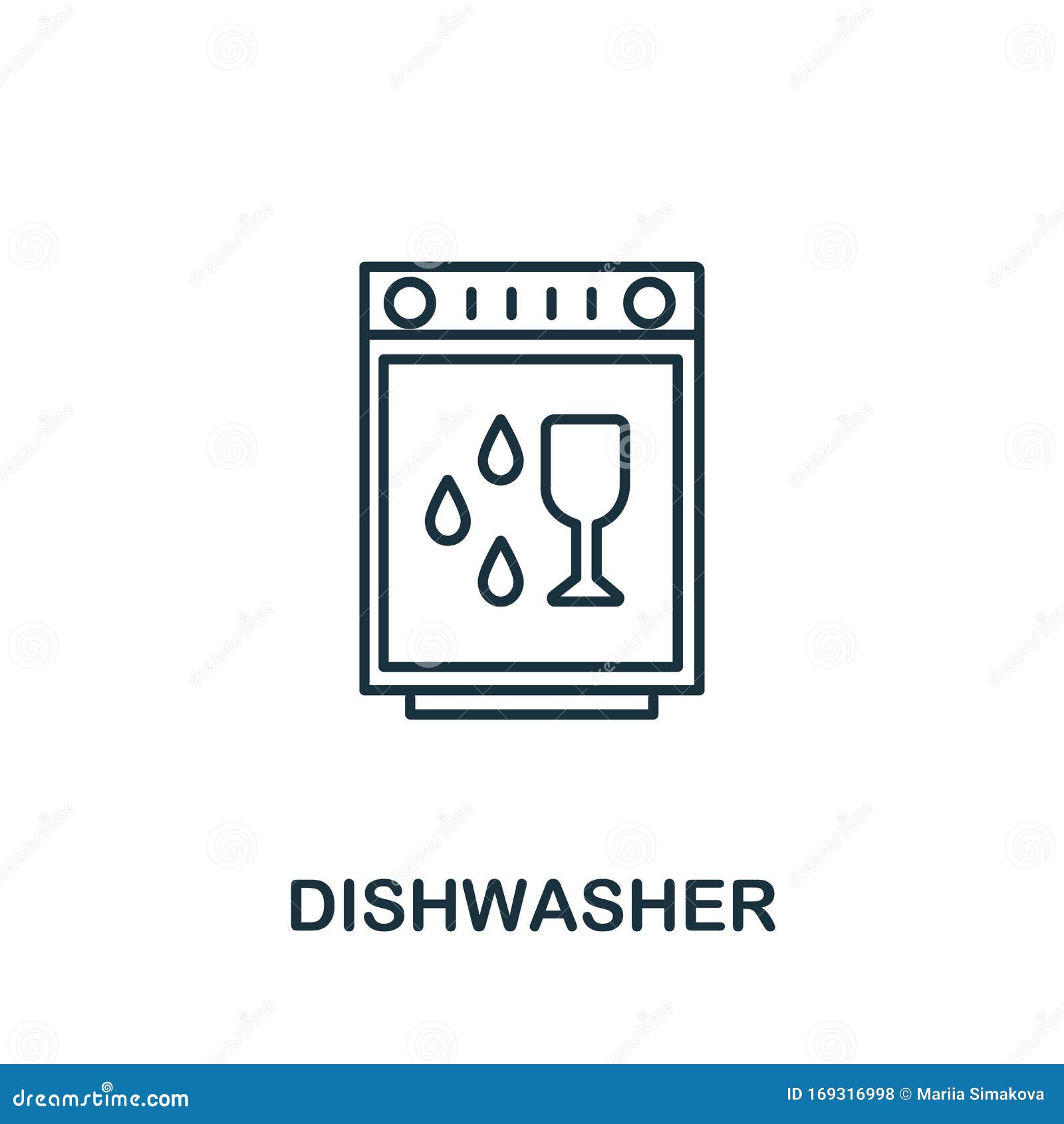 Dishwasher Icon from Cleaning Collection. Simple Line Element