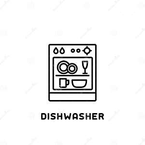 Dishwasher Icon In Linear Style Stock Vector Illustration Of Contour Dishwasher Icon In Linear Style Stock Vector Illustration Of Contour