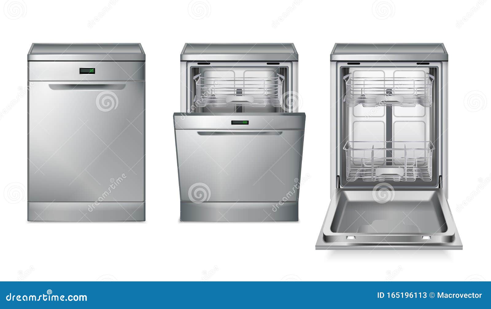 Dishwasher Machine Grey Set Stock Vector Illustration of kitchenware