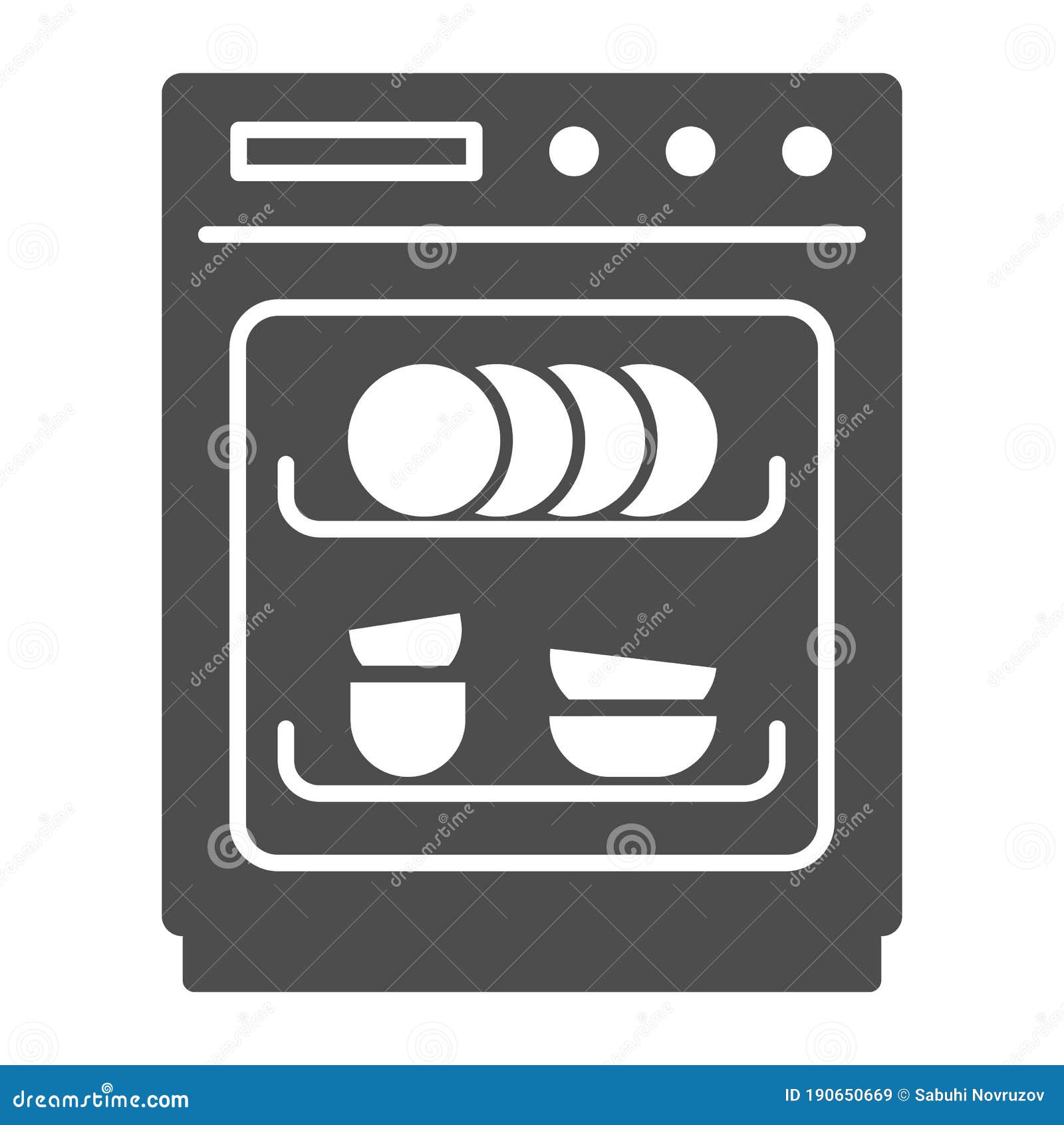 Dishwasher Solid Icon, Kitchen Equipment Concept, Dish Washer Machine